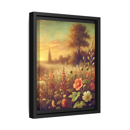Vintage Floral Rustic Canvas Art - Sunset Wildflower Wall Decor