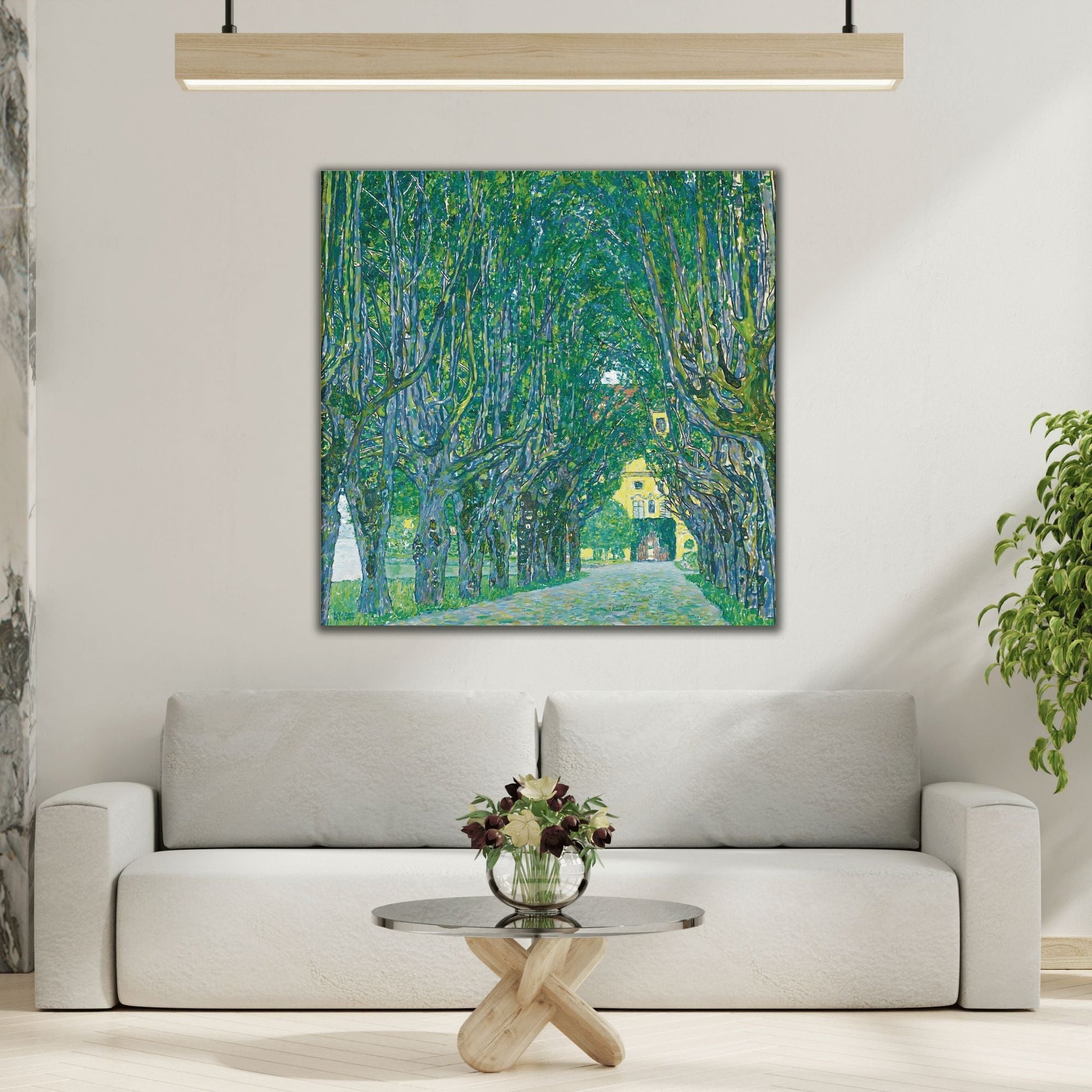 Vintage Gustav Klimt Avenue in the Park - Famous Green Tree Canvas Wall Art Print