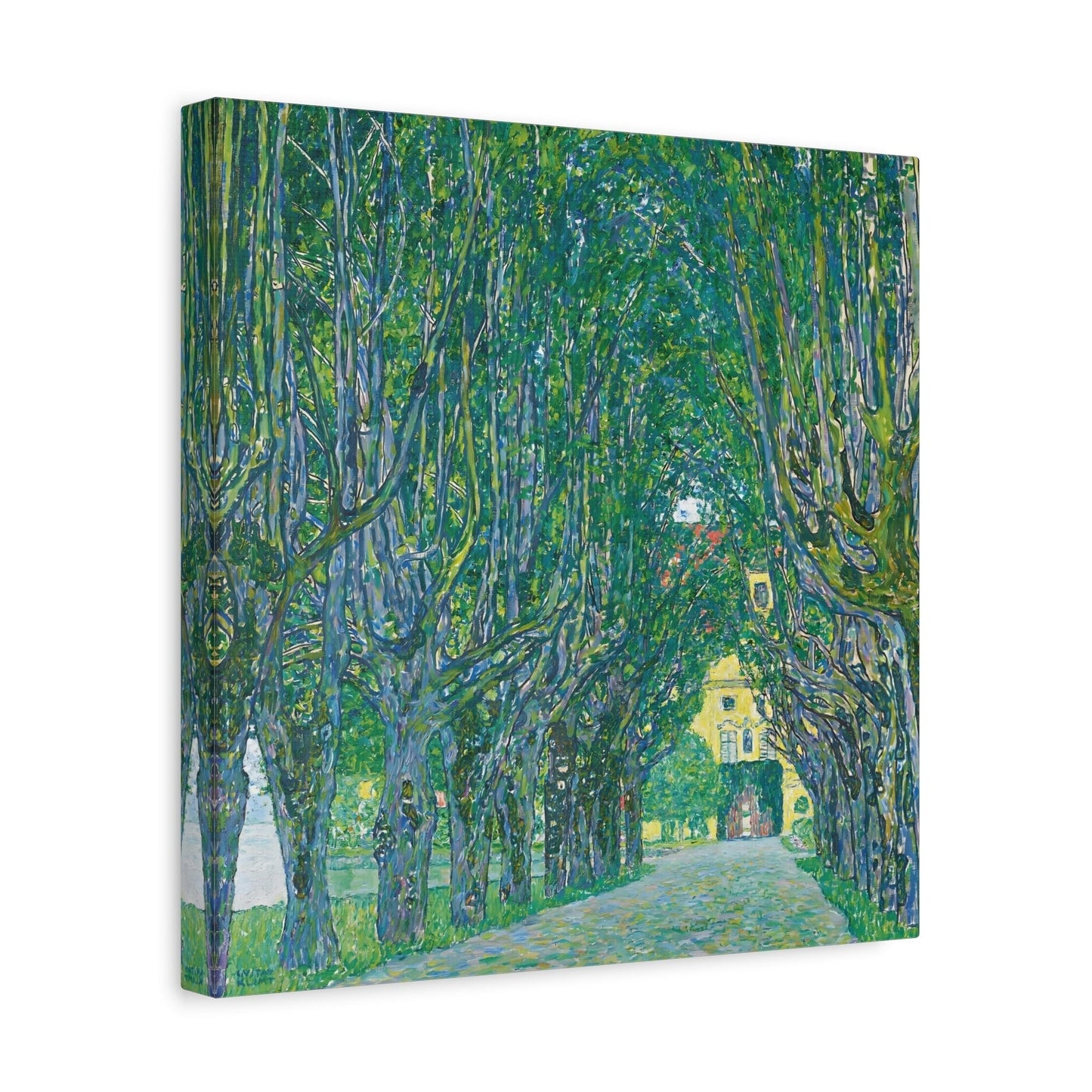 Vintage Gustav Klimt Avenue in the Park Landscape - Famous Green Tree Square Canvas Wall Art Print