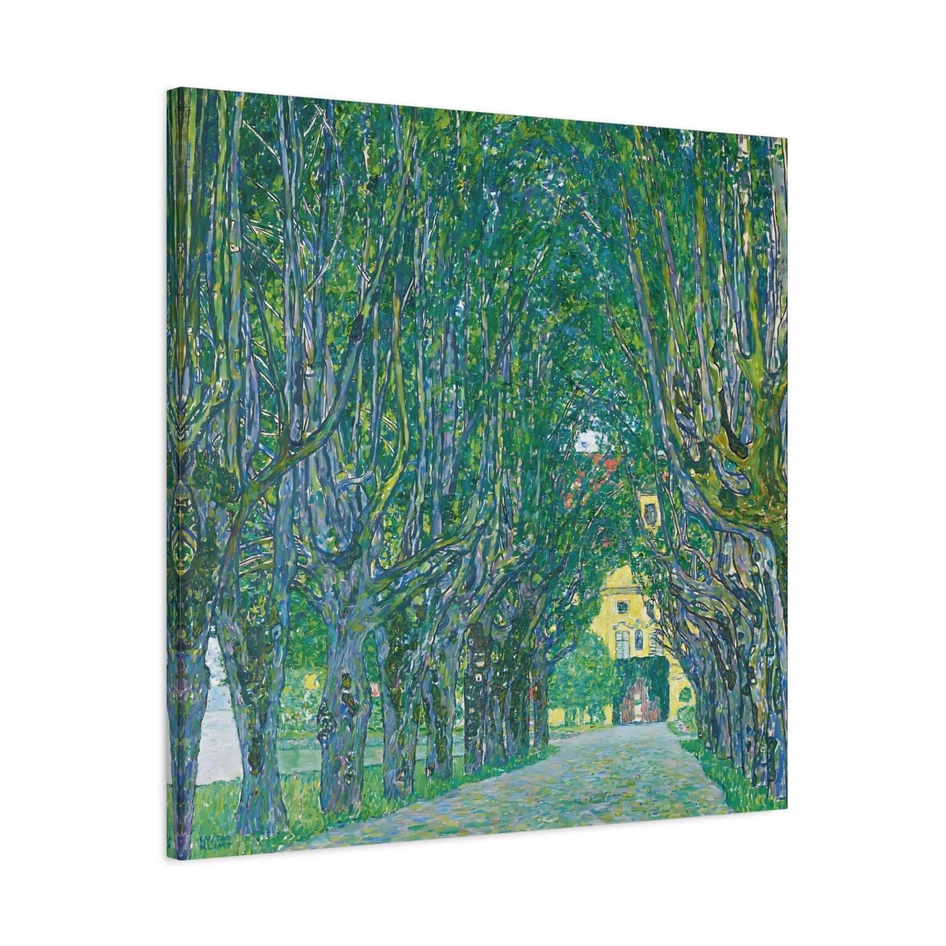 Vintage Gustav Klimt Avenue in the Park Landscape - Famous Green Tree Square Canvas Wall Art Print