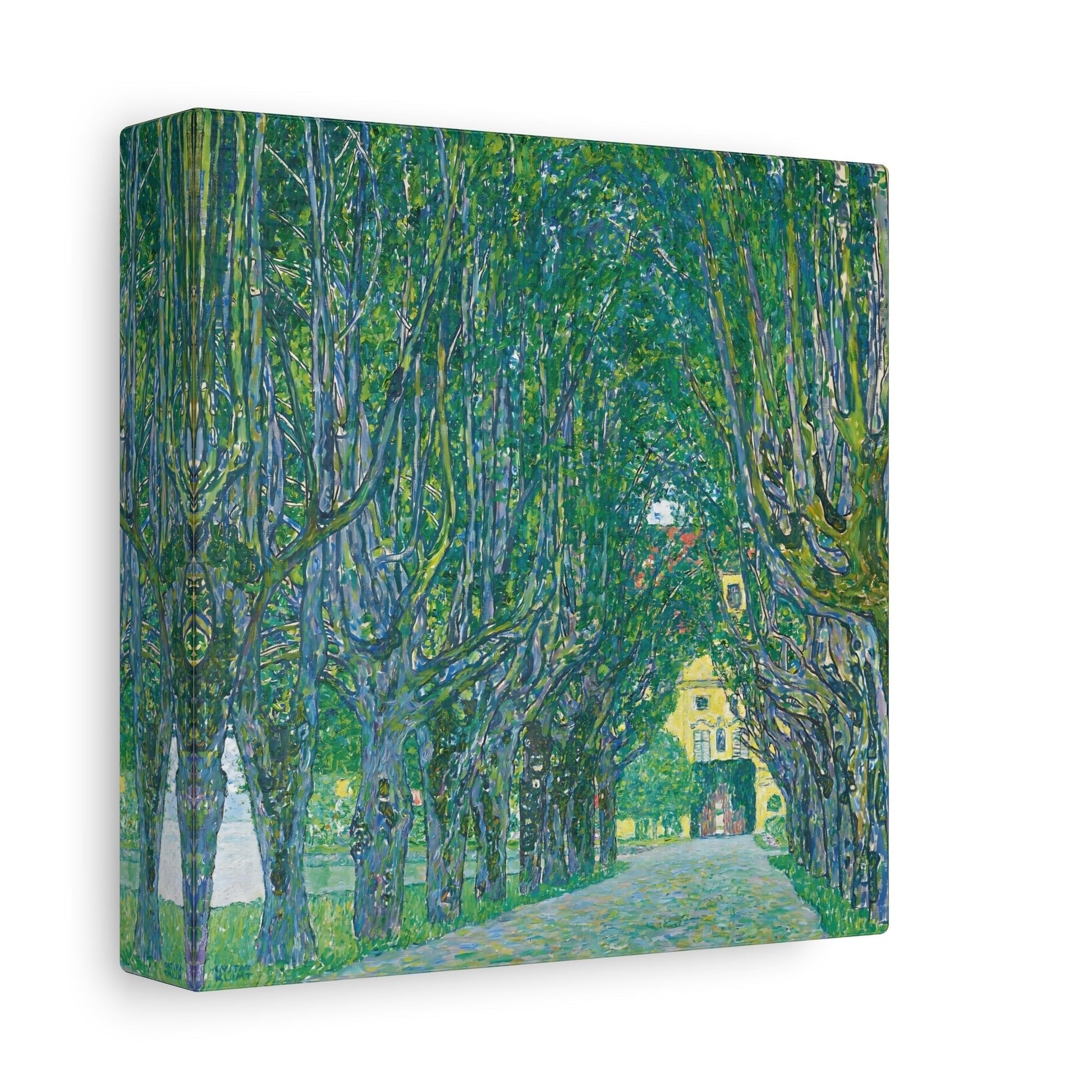 Vintage Gustav Klimt Avenue in the Park Landscape - Famous Green Tree Square Canvas Wall Art Print