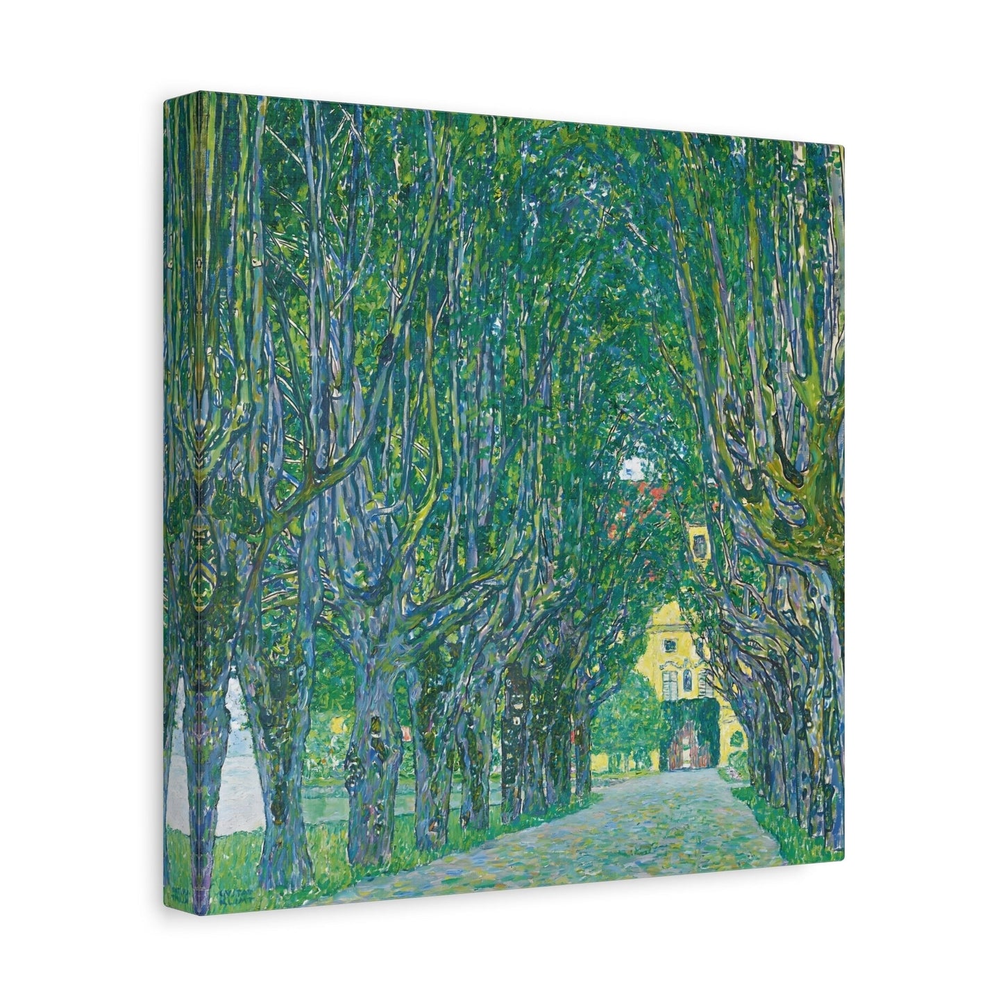 Vintage Gustav Klimt Avenue in the Park Landscape - Famous Green Tree Square Canvas Wall Art Print