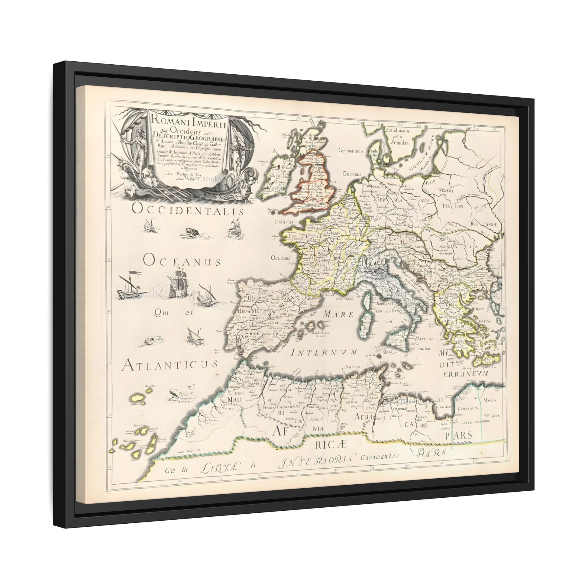 Vintage Roman Empire Map Canvas Print - Framed Nicolas Sanson Wall Art