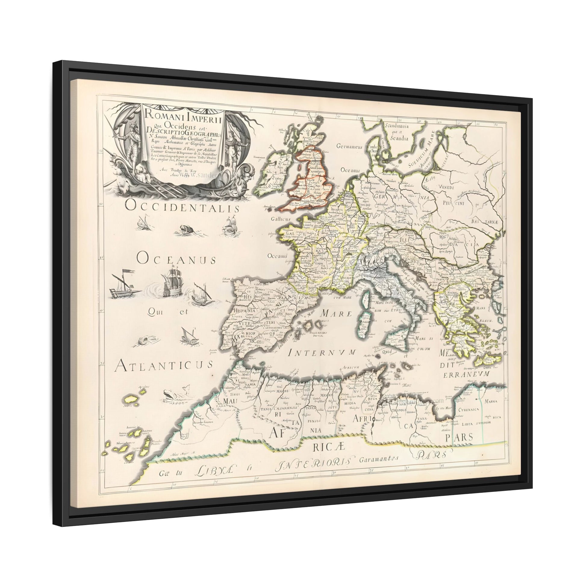 Vintage Roman Empire Map Canvas Print - Framed Nicolas Sanson Wall Art