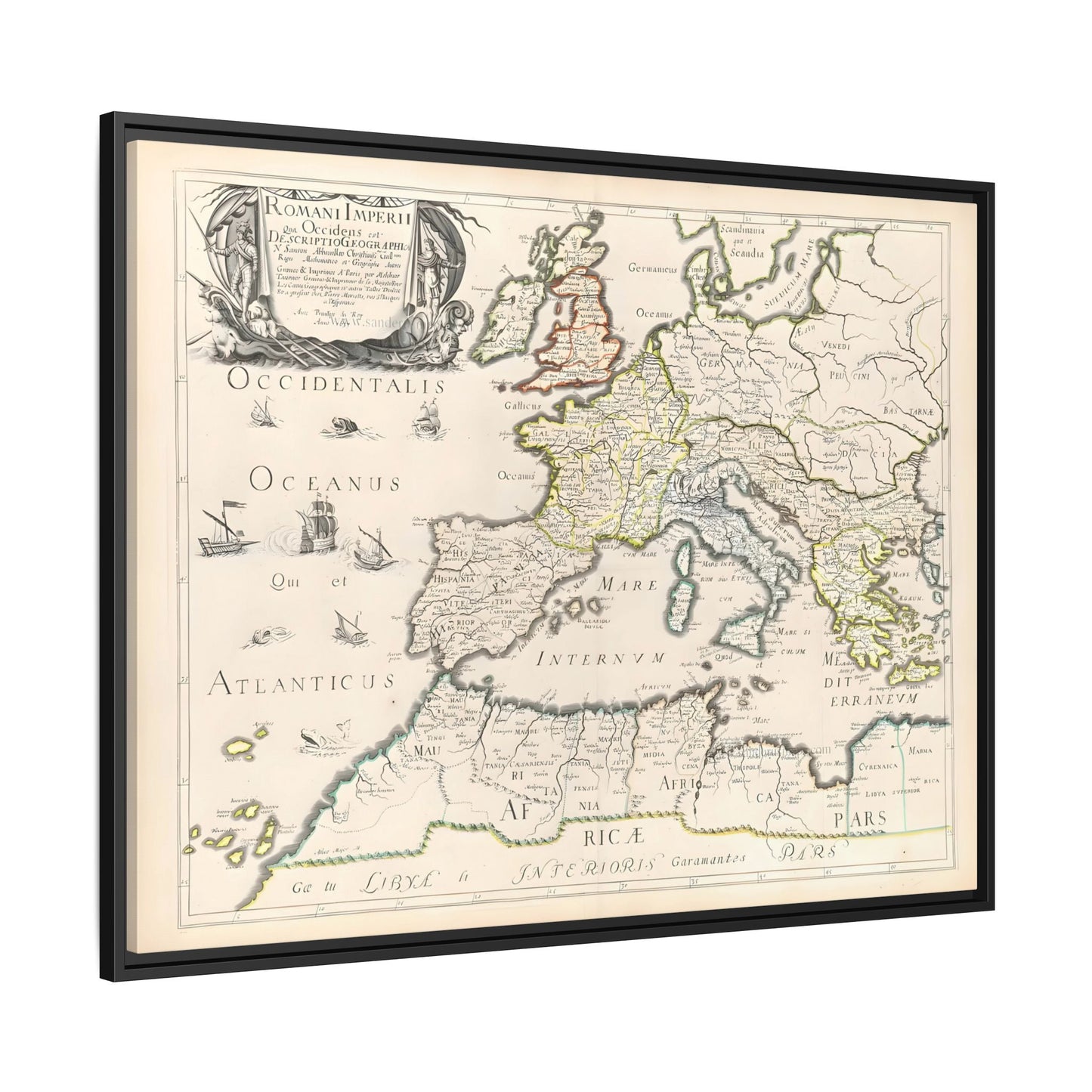 Vintage Roman Empire Map Canvas Print - Framed Nicolas Sanson Wall Art