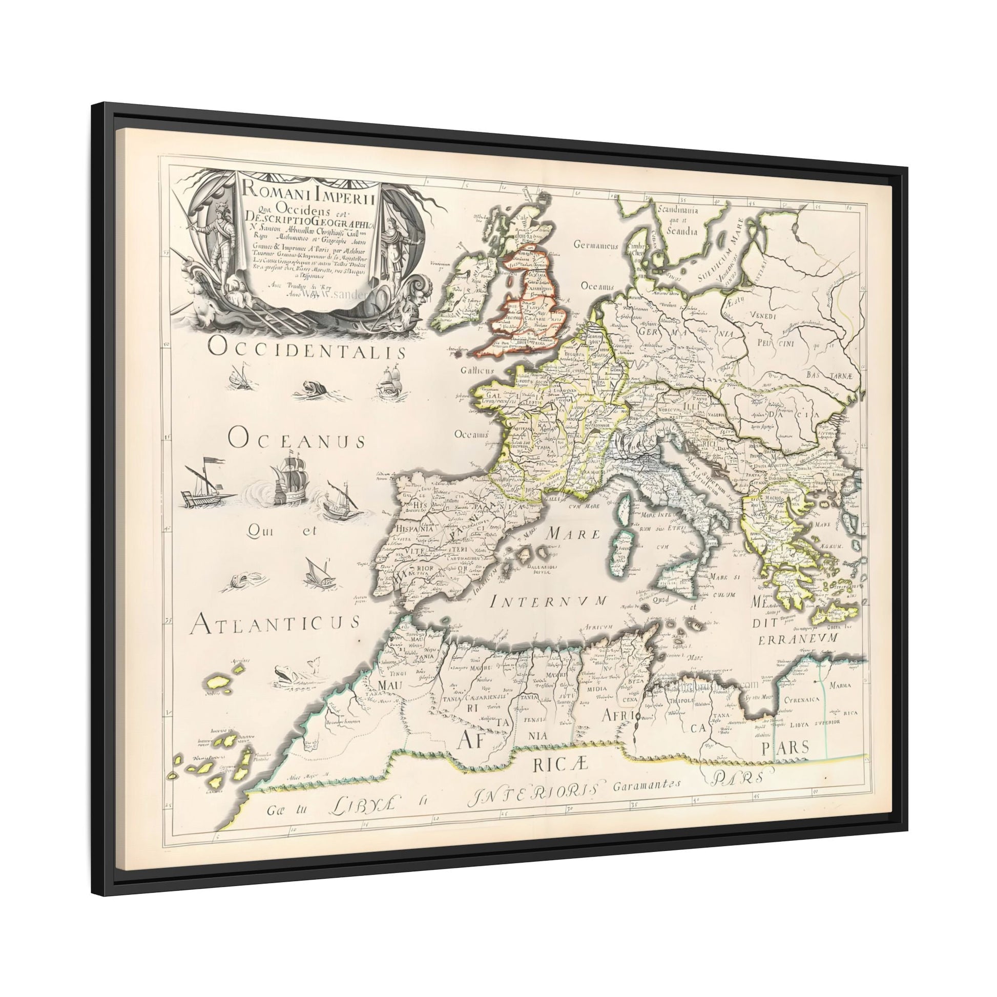 Vintage Roman Empire Map Canvas Print - Framed Nicolas Sanson Wall Art