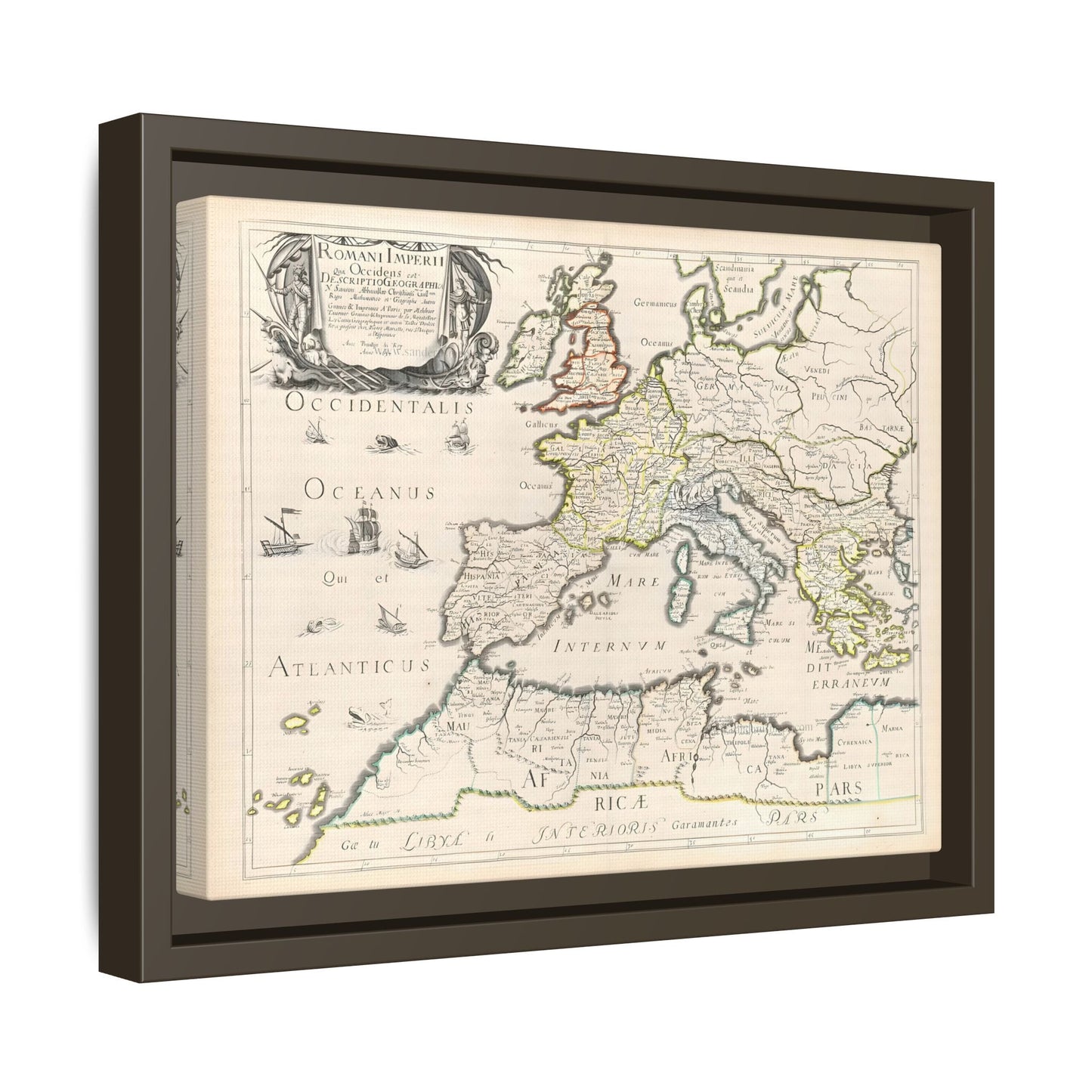 Vintage Roman Empire Map Canvas Print - Framed Nicolas Sanson Wall Art