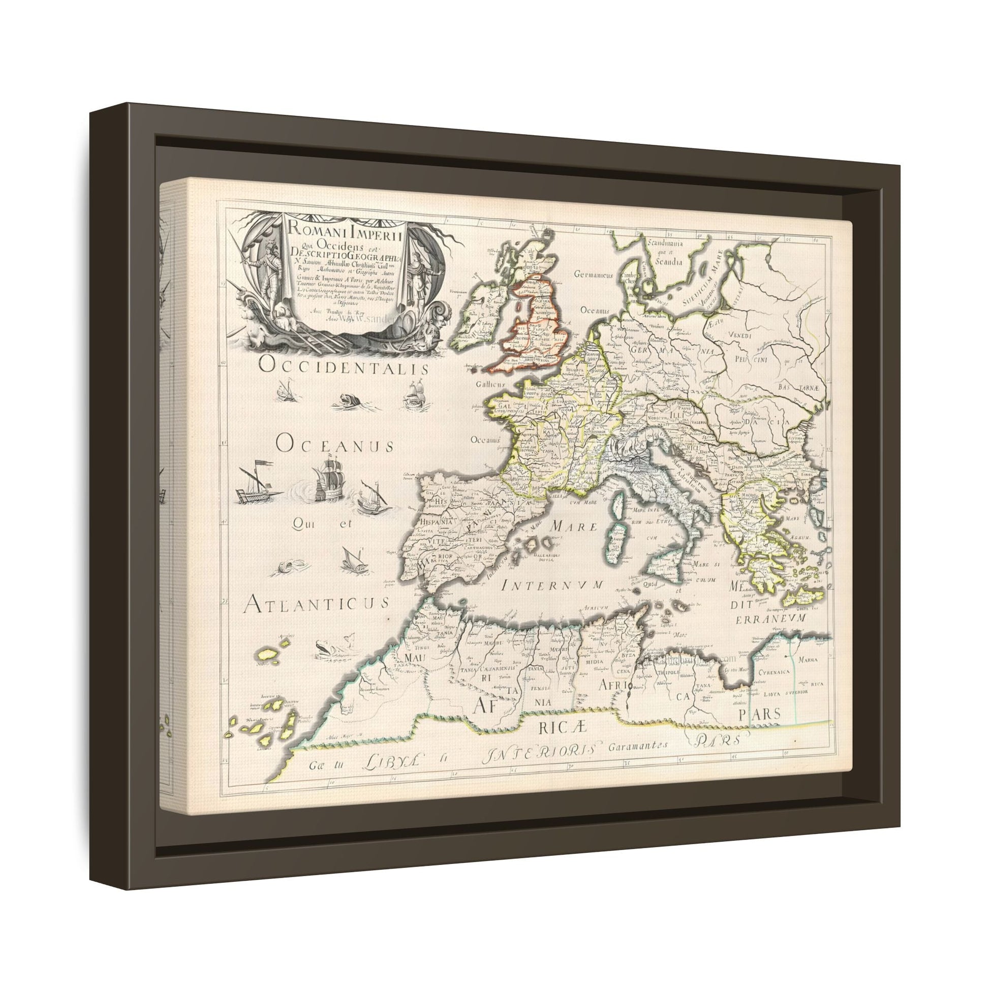 Vintage Roman Empire Map Canvas Print - Framed Nicolas Sanson Wall Art