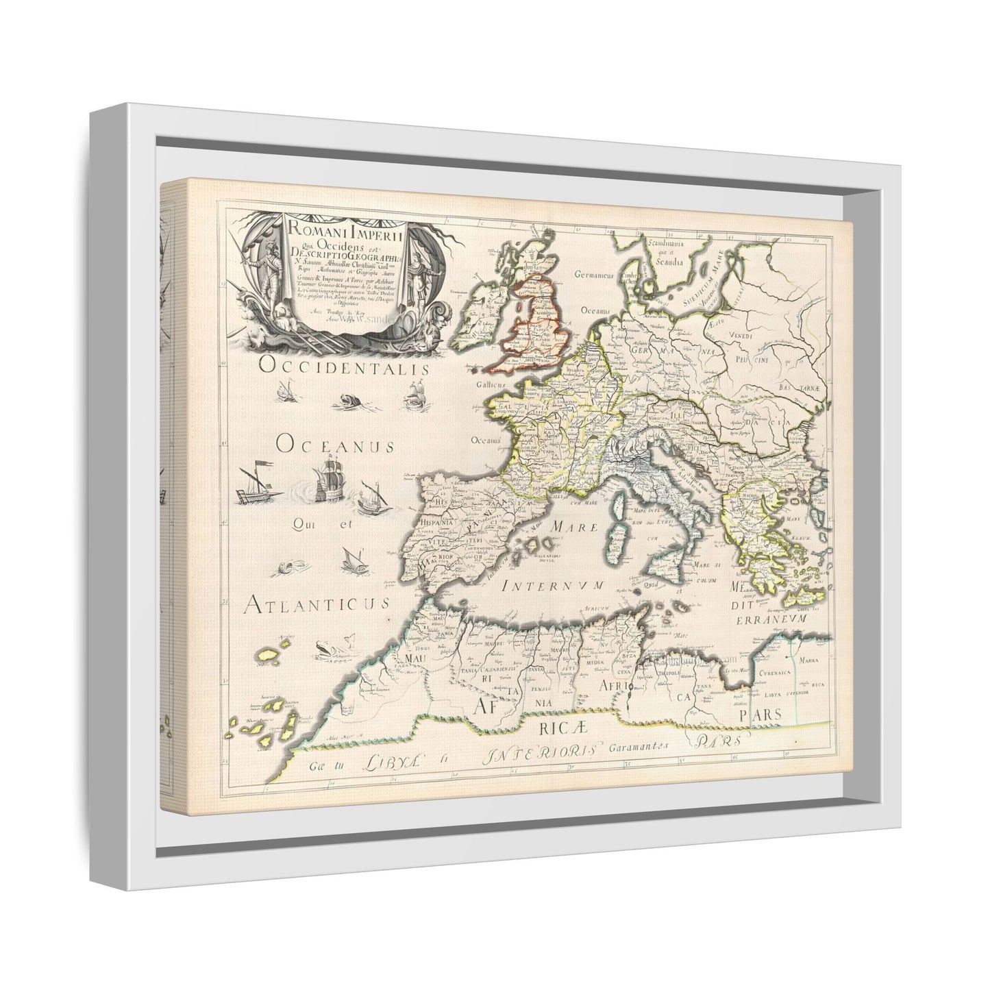 Vintage Roman Empire Map Canvas Print - Framed Nicolas Sanson Wall Art