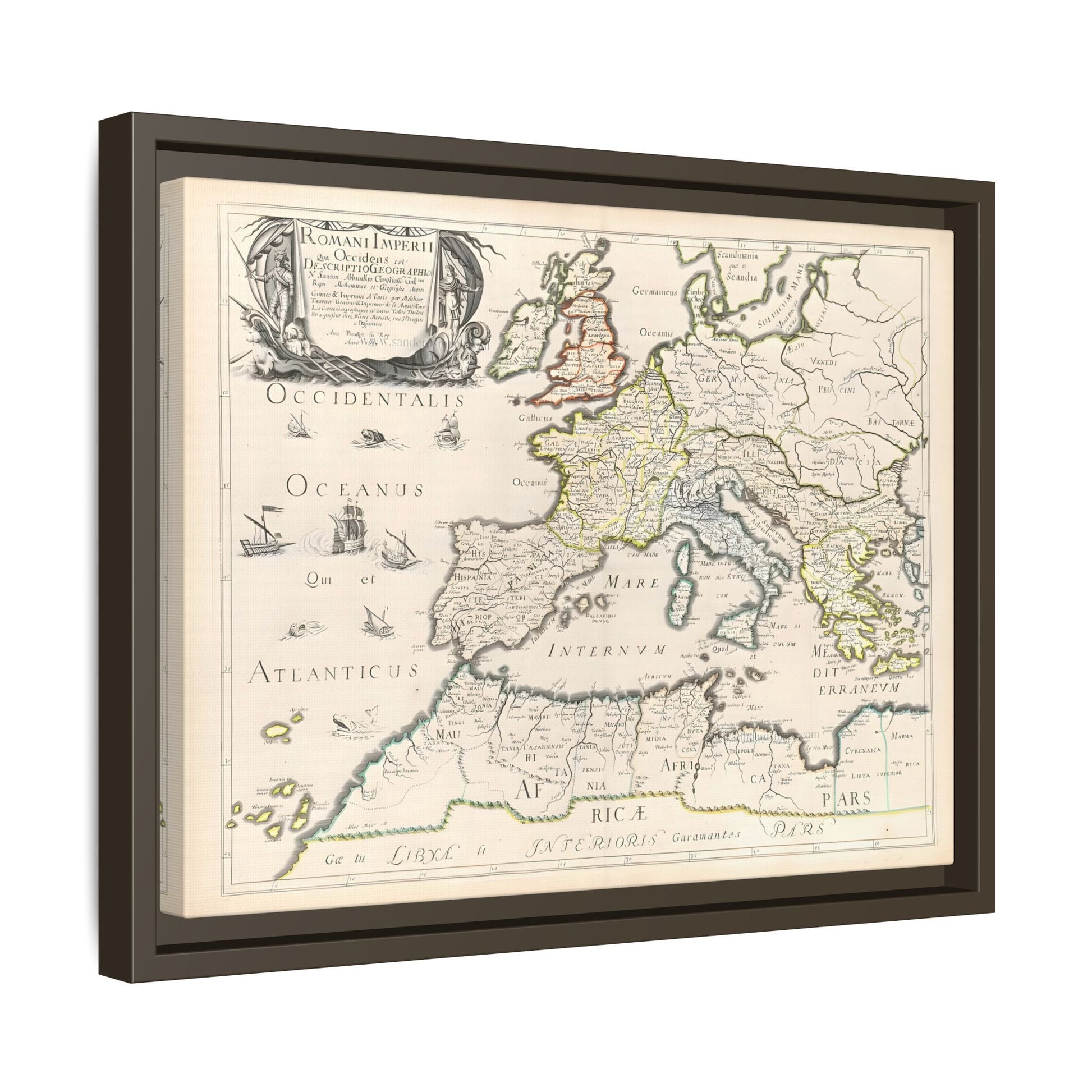 Vintage Roman Empire Map Canvas Print - Framed Nicolas Sanson Wall Art