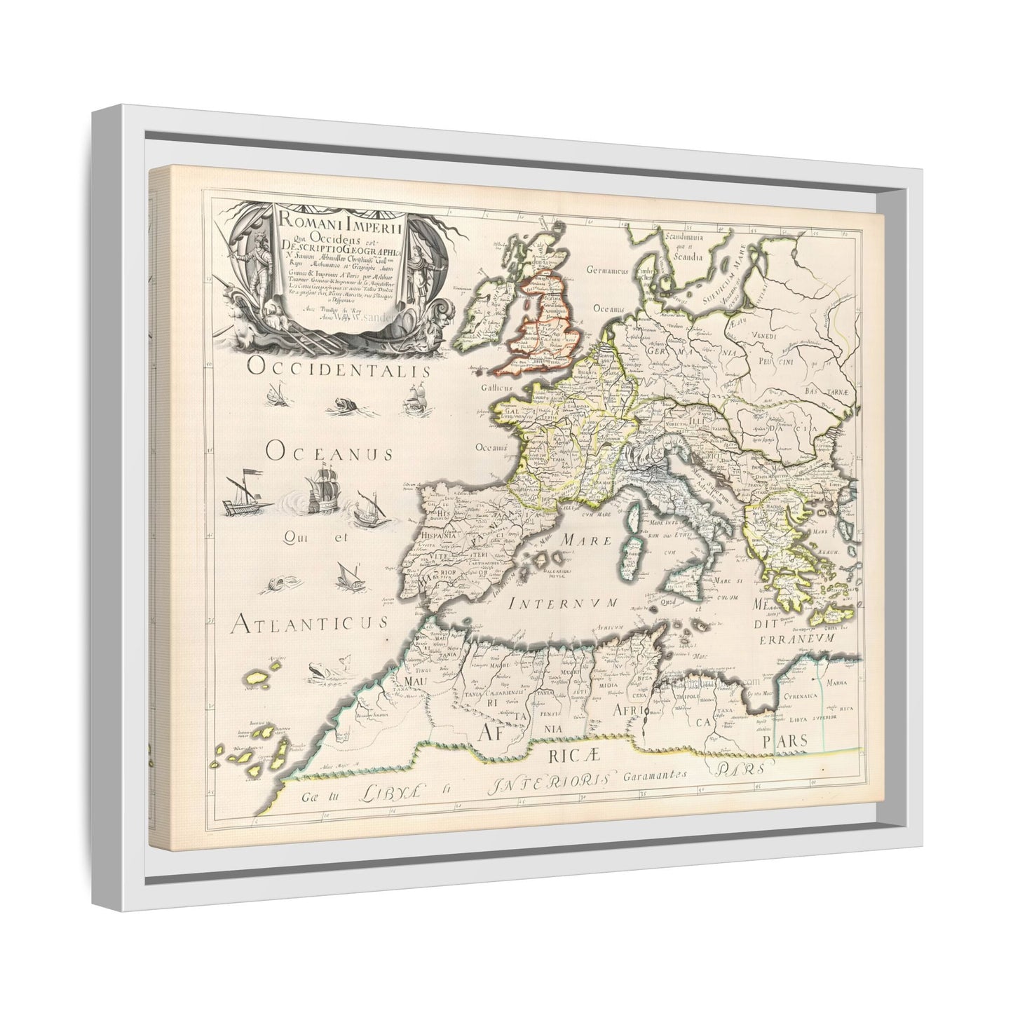 Vintage Roman Empire Map Canvas Print - Framed Nicolas Sanson Wall Art