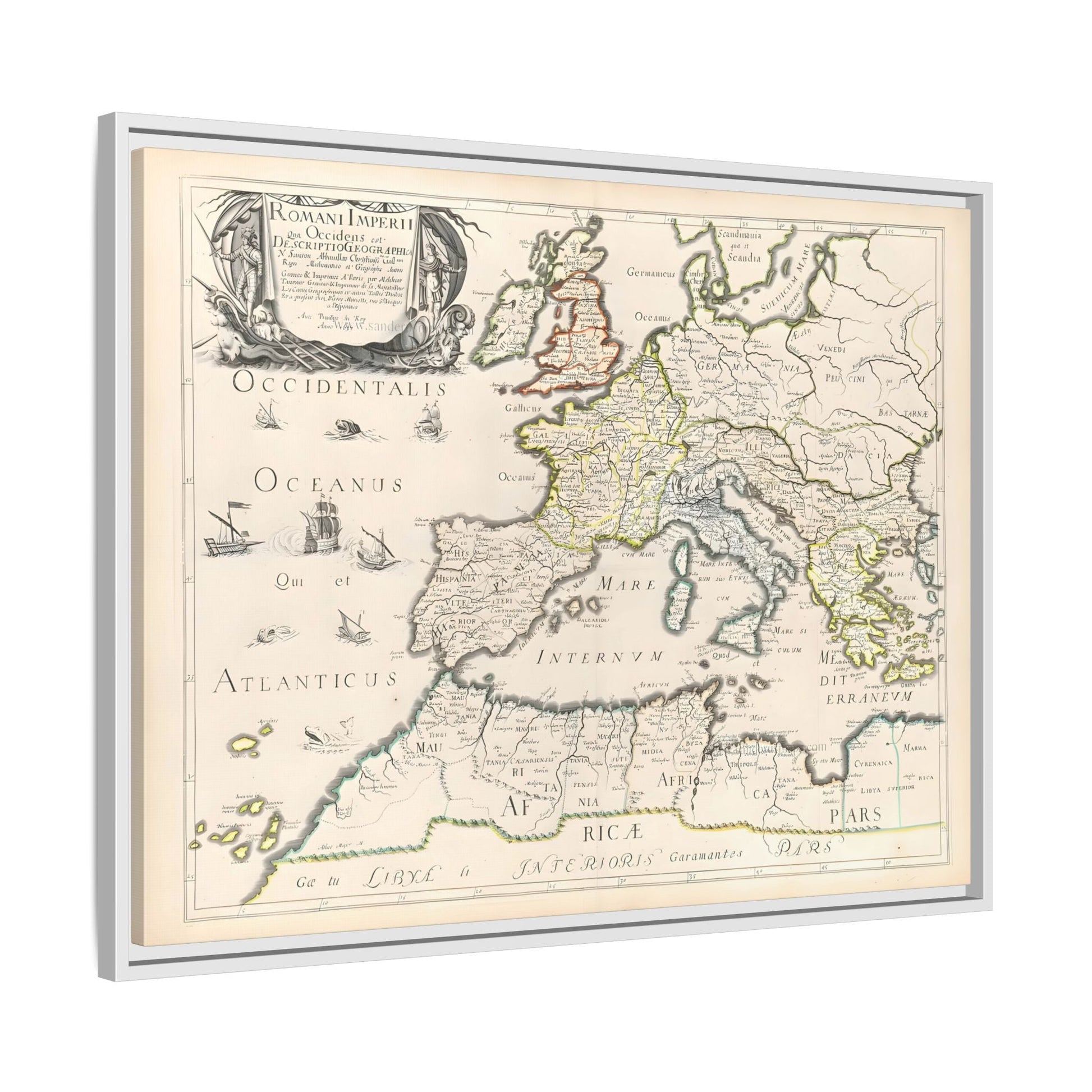 Vintage Roman Empire Map Canvas Print - Framed Nicolas Sanson Wall Art