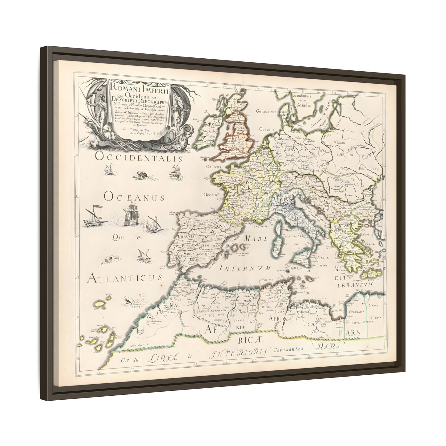 Vintage Roman Empire Map Canvas Print - Framed Nicolas Sanson Wall Art