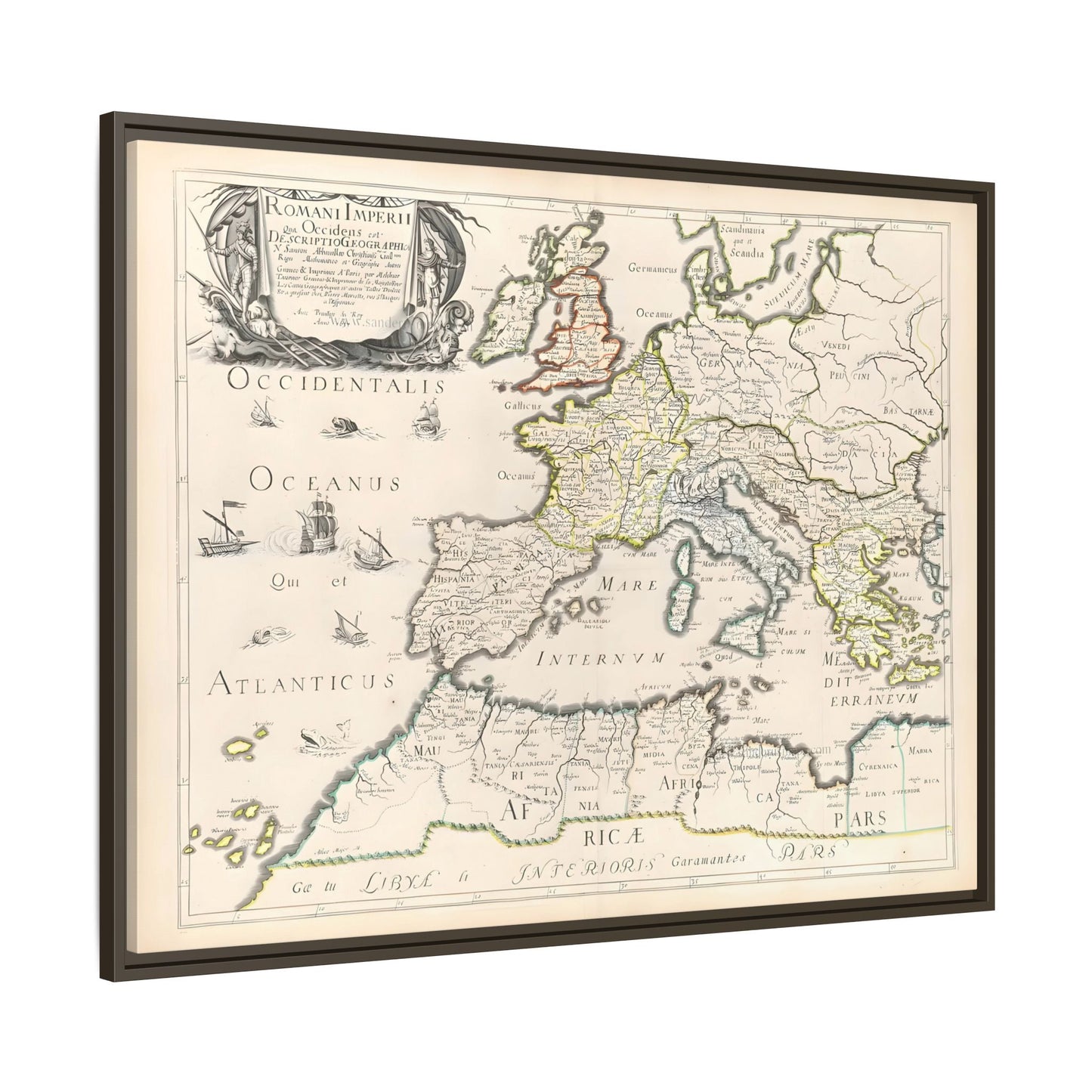 Vintage Roman Empire Map Canvas Print - Framed Nicolas Sanson Wall Art