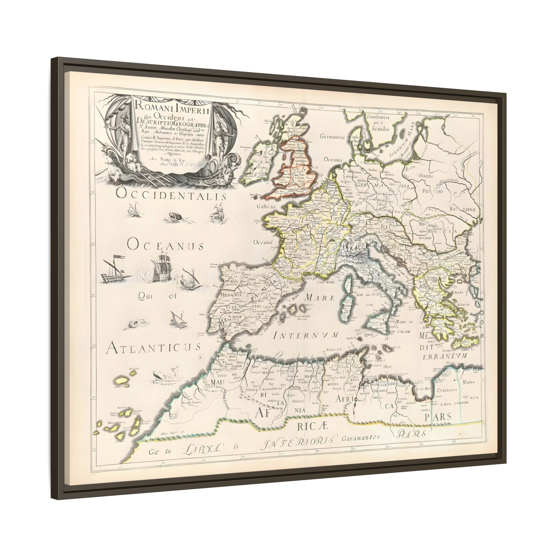 Vintage Roman Empire Map Canvas Print - Framed Nicolas Sanson Wall Art