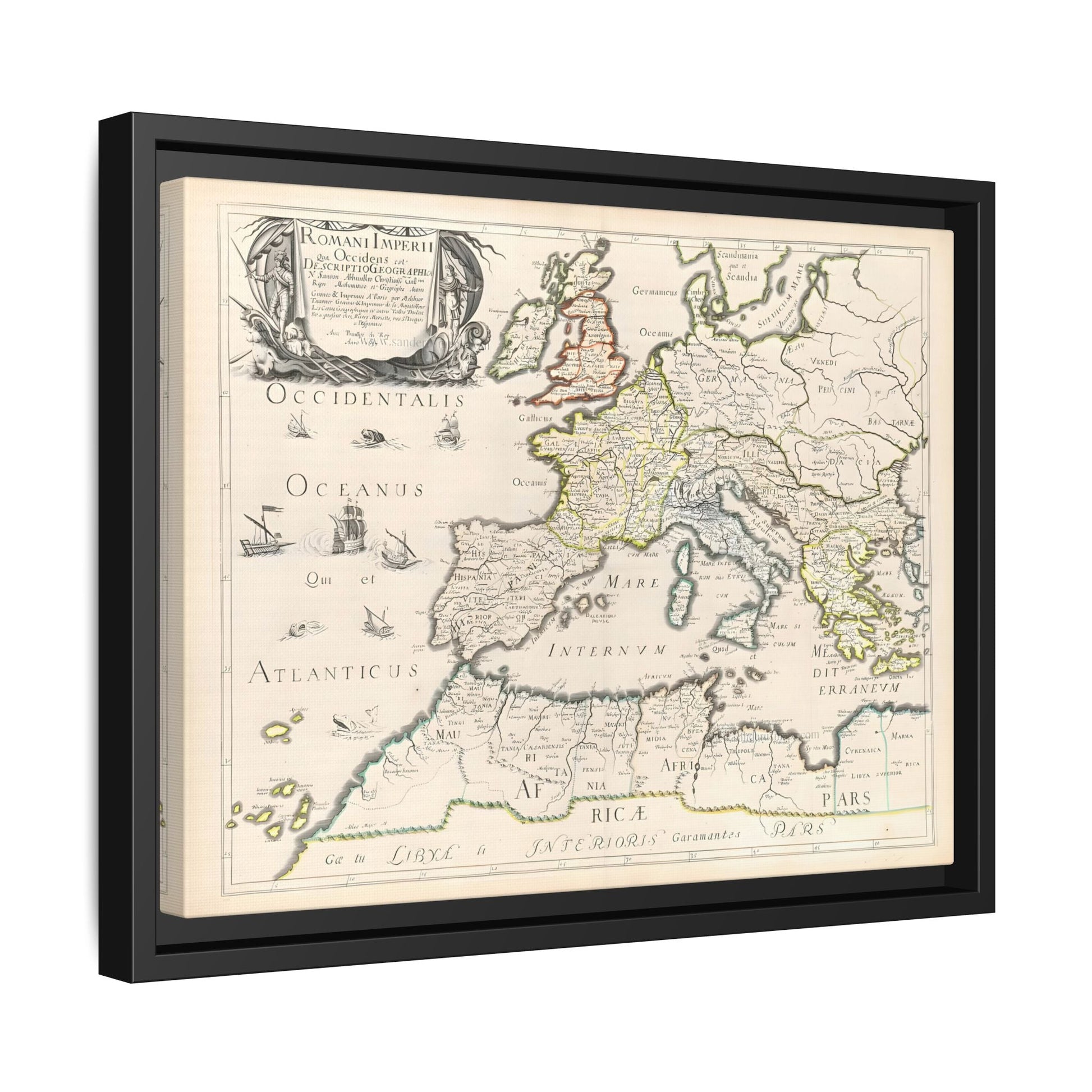 Vintage Roman Empire Map Canvas Print - Framed Nicolas Sanson Wall Art