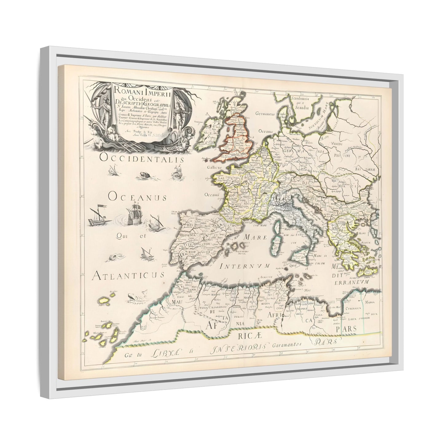 Vintage Roman Empire Map Canvas Print - Framed Nicolas Sanson Wall Art