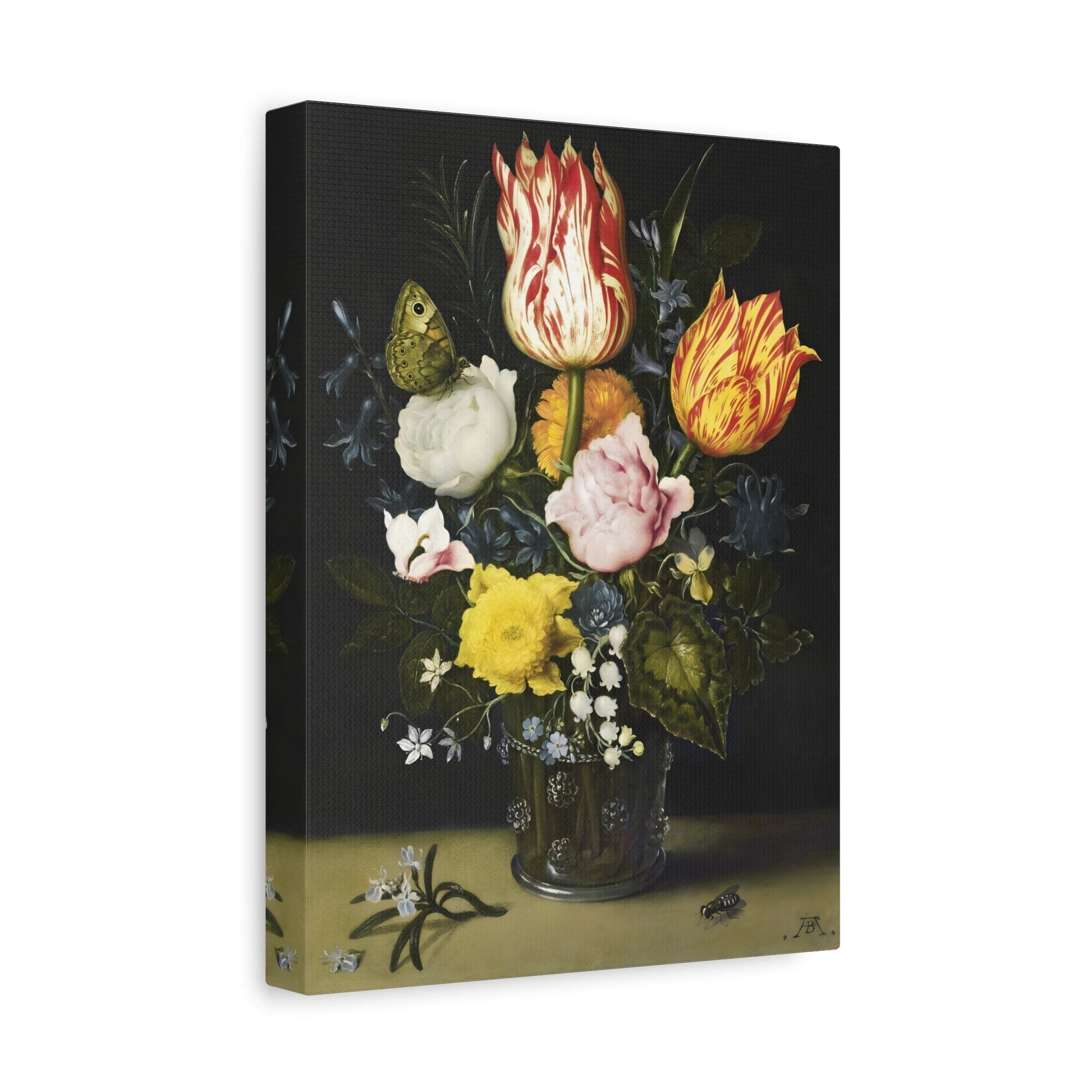 Vintage Still Life of Flowers - Moddy Floral Canvas Wall Art Print