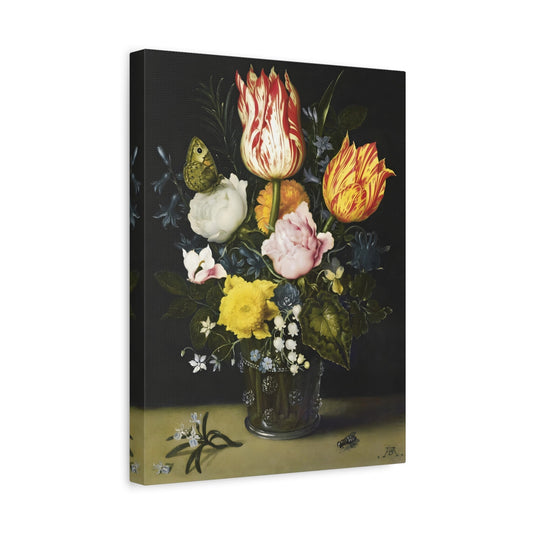 Vintage Still Life of Flowers - Moddy Floral Canvas Wall Art Print