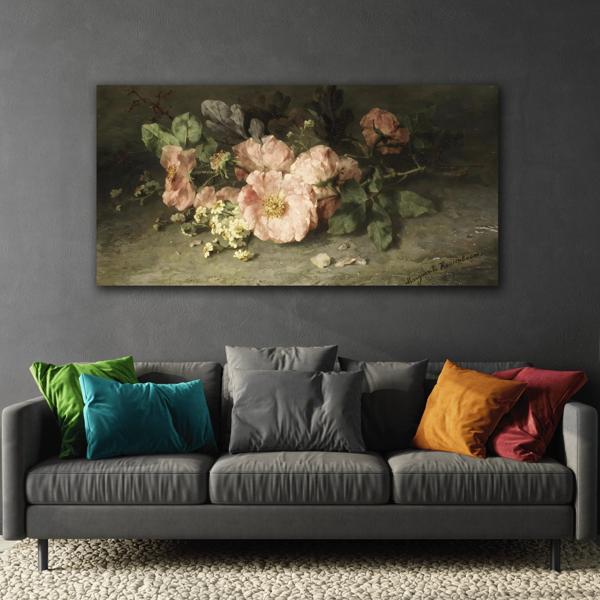 Vintage Vibrant Bouquet Pink Roses Canvas Print - Floral Wall Art Reproduction Prints