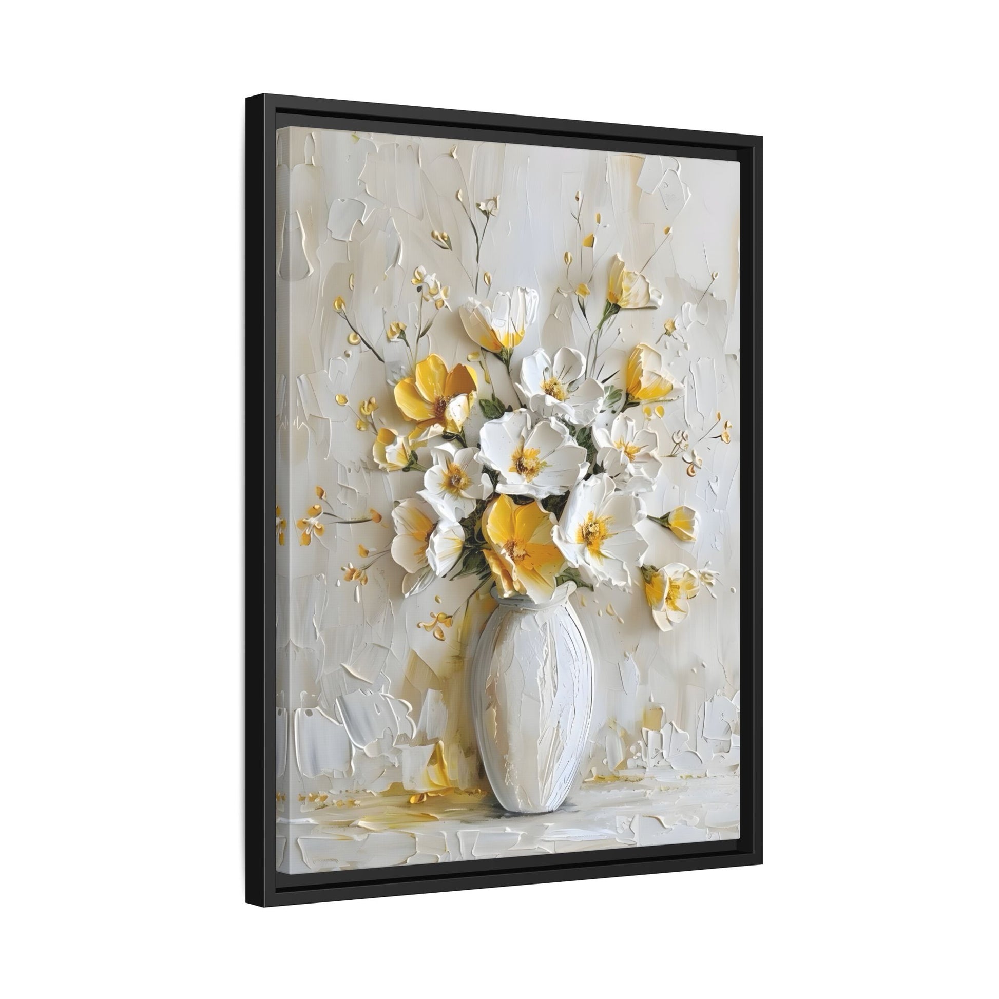 Vintage White Yellow Abstract Roses Wall Art Canvas Prints