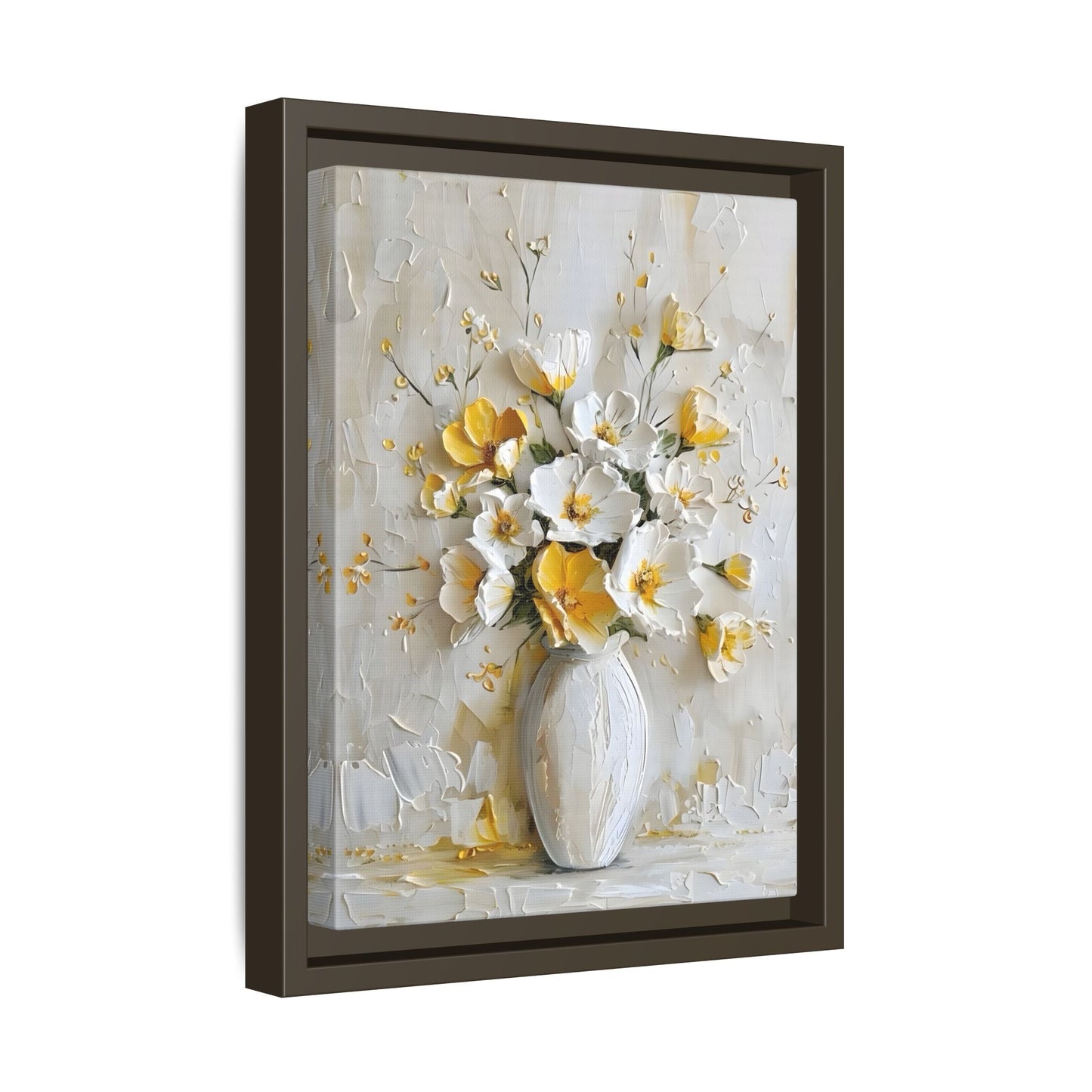 Vintage White Yellow Abstract Roses Wall Art Canvas Prints