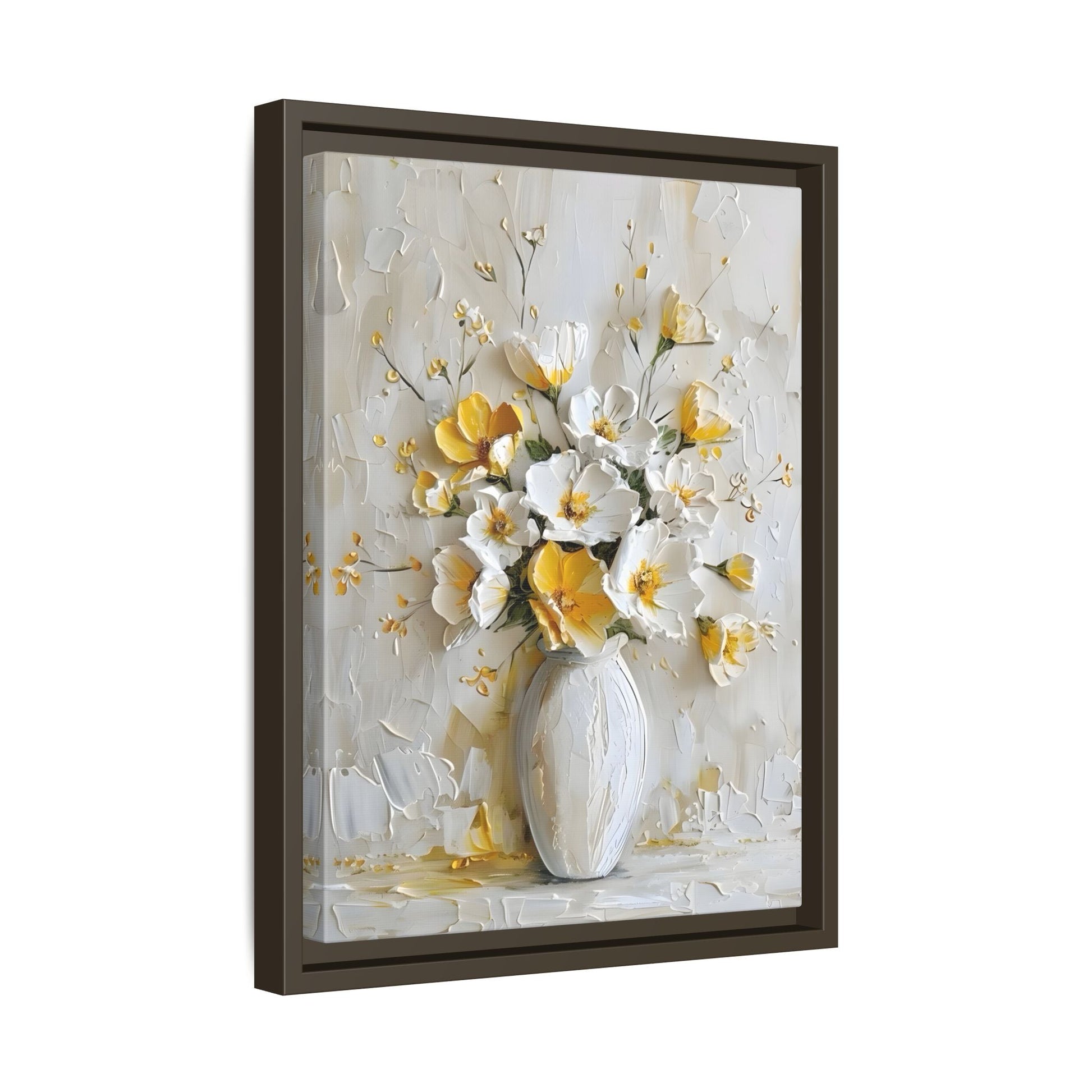 Vintage White Yellow Abstract Roses Wall Art Canvas Prints