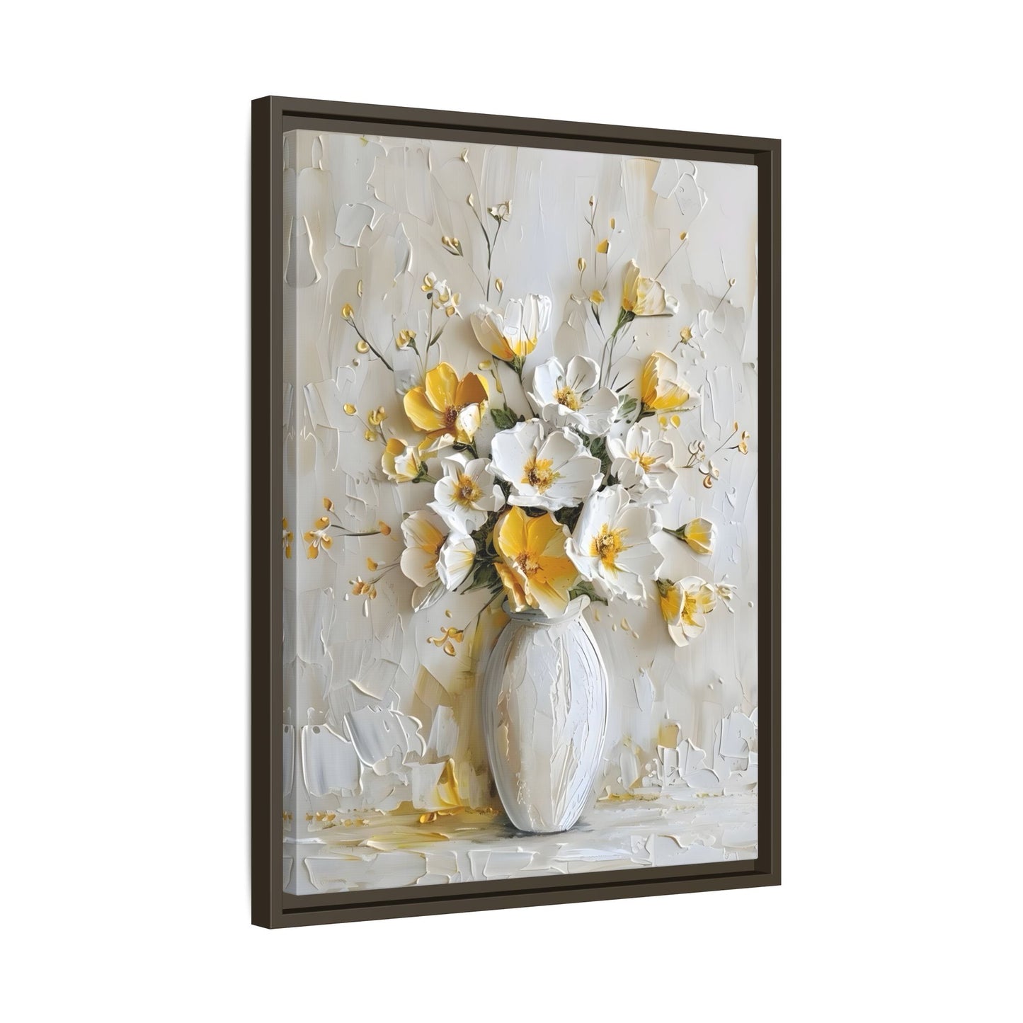 Vintage White Yellow Abstract Roses Wall Art Canvas Prints