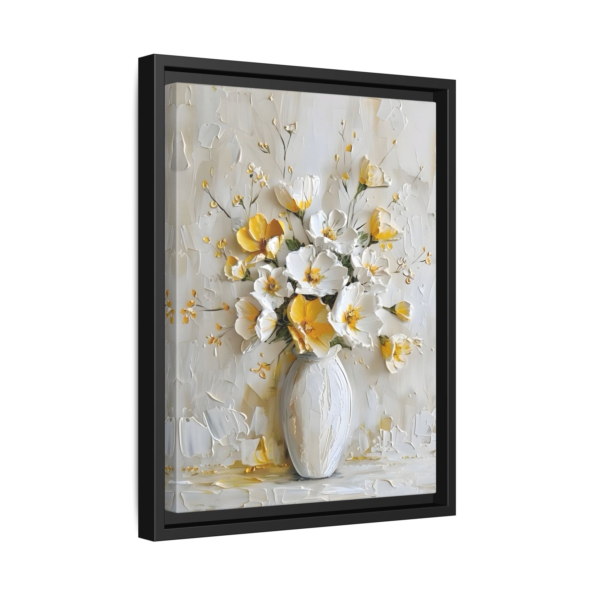 Vintage White Yellow Abstract Roses Wall Art Canvas Prints