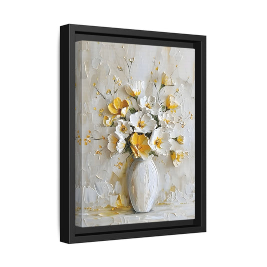 Vintage White Yellow Abstract Roses Wall Art Canvas Prints