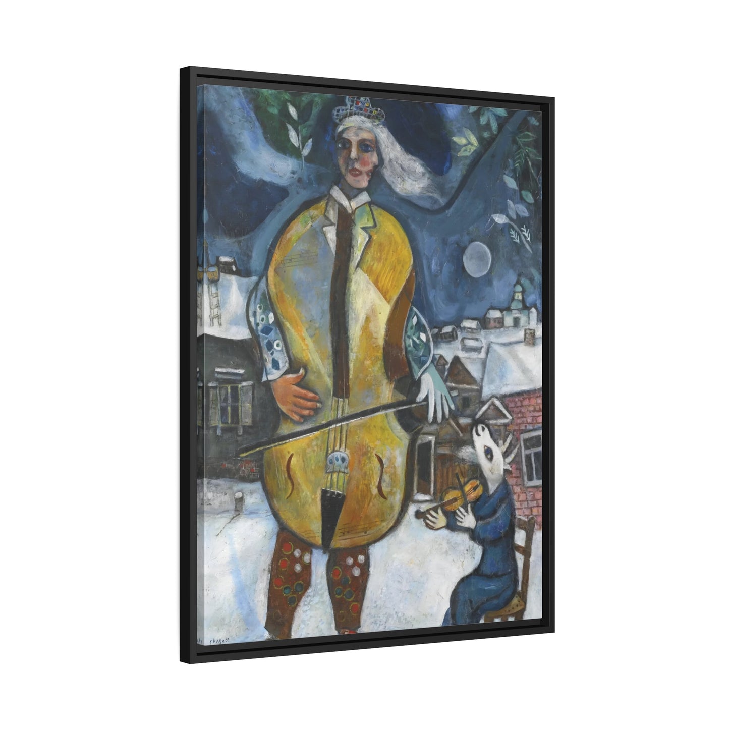 Violin Cellist Artwork Canvas Print - Stretched Music Wall Art by Marc Chagall