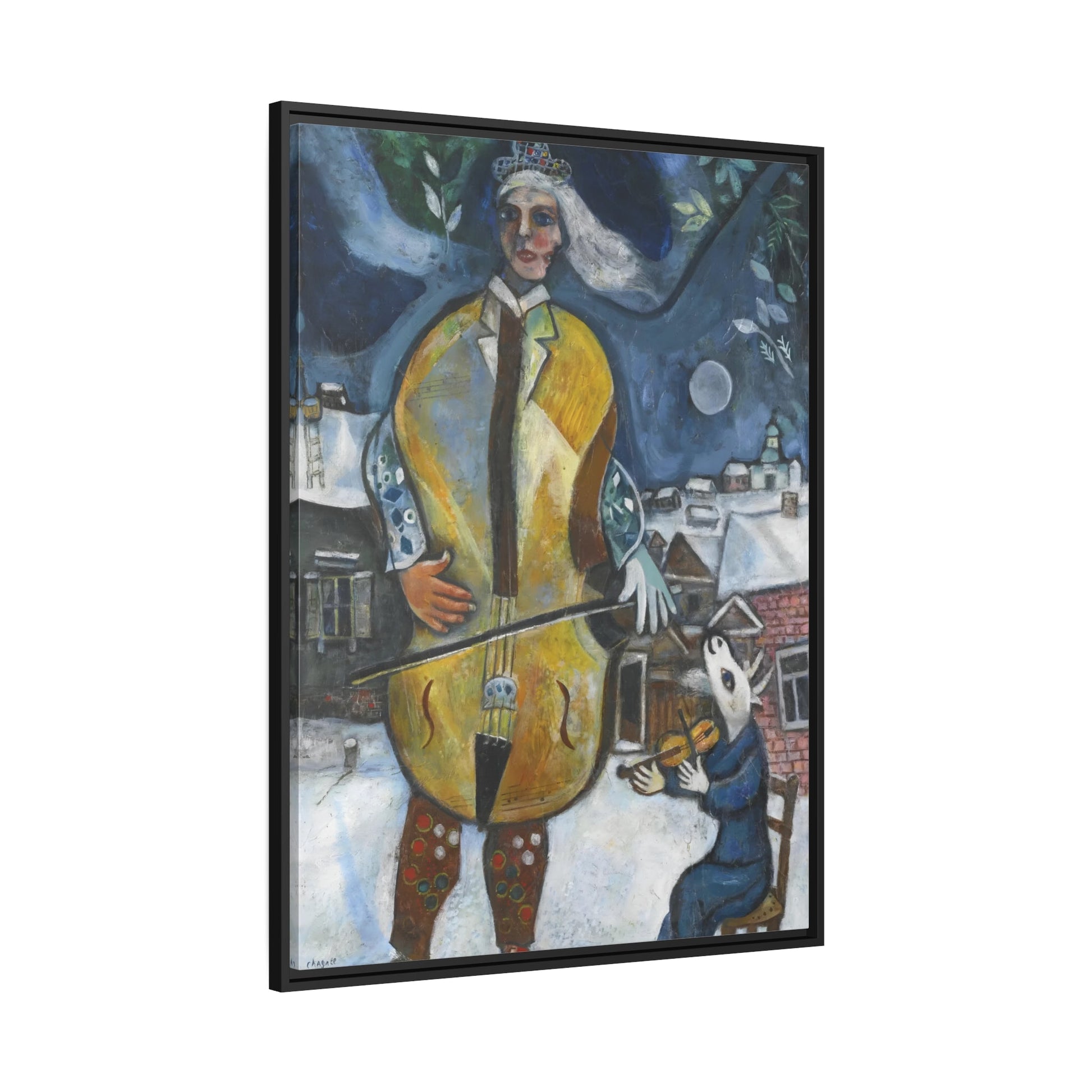 Violin Cellist Artwork Canvas Print - Stretched Music Wall Art by Marc Chagall