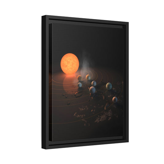 Wall Art Canvas Print in Exclusive Black Frame - TRAPPIST-1 System Stars by Nasa for Home Decor