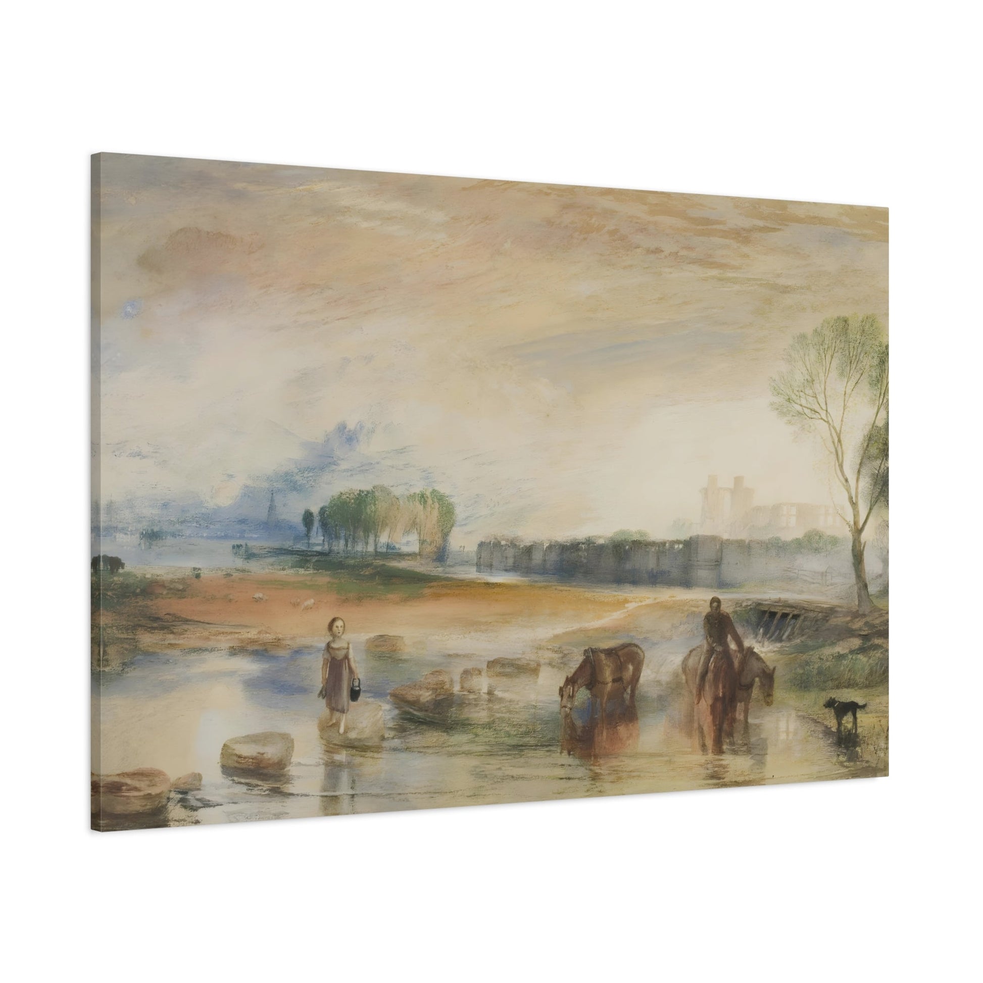 Watercolor Landscape Canvas Wall Art Painting - JMW William Turner Sunset and Moonrise Print