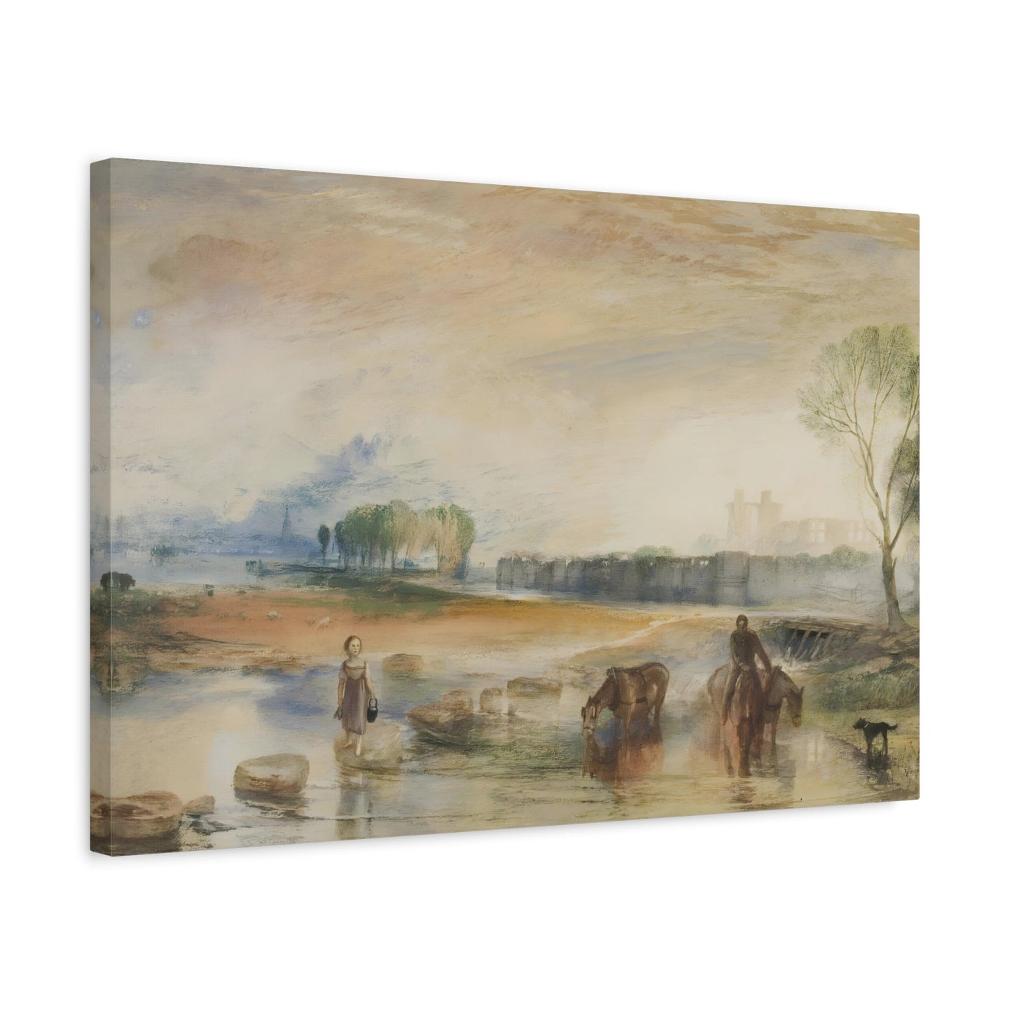 Watercolor Landscape Canvas Wall Art Painting - JMW William Turner Sunset and Moonrise Print