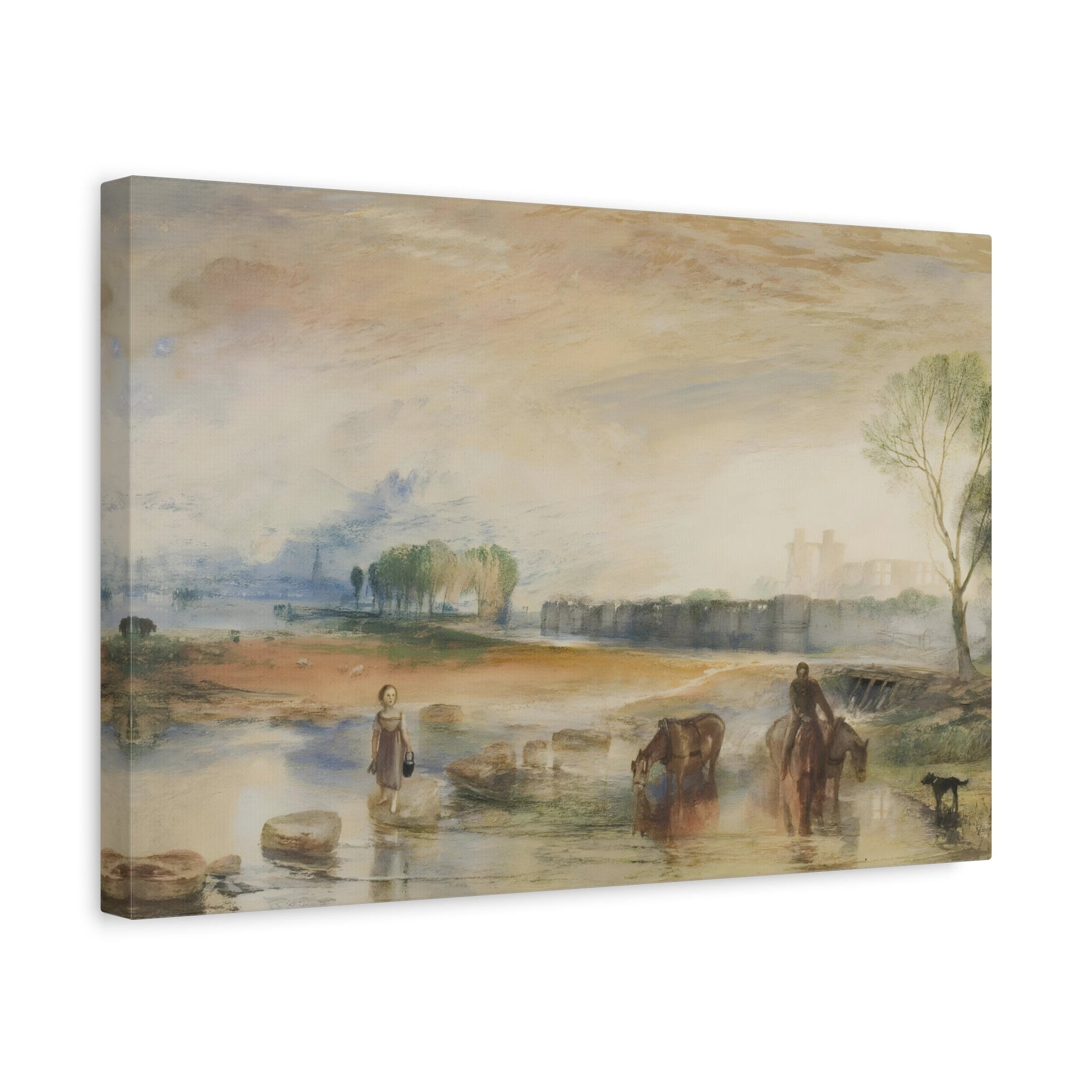 Watercolor Landscape Canvas Wall Art Painting - JMW William Turner Sunset and Moonrise Print