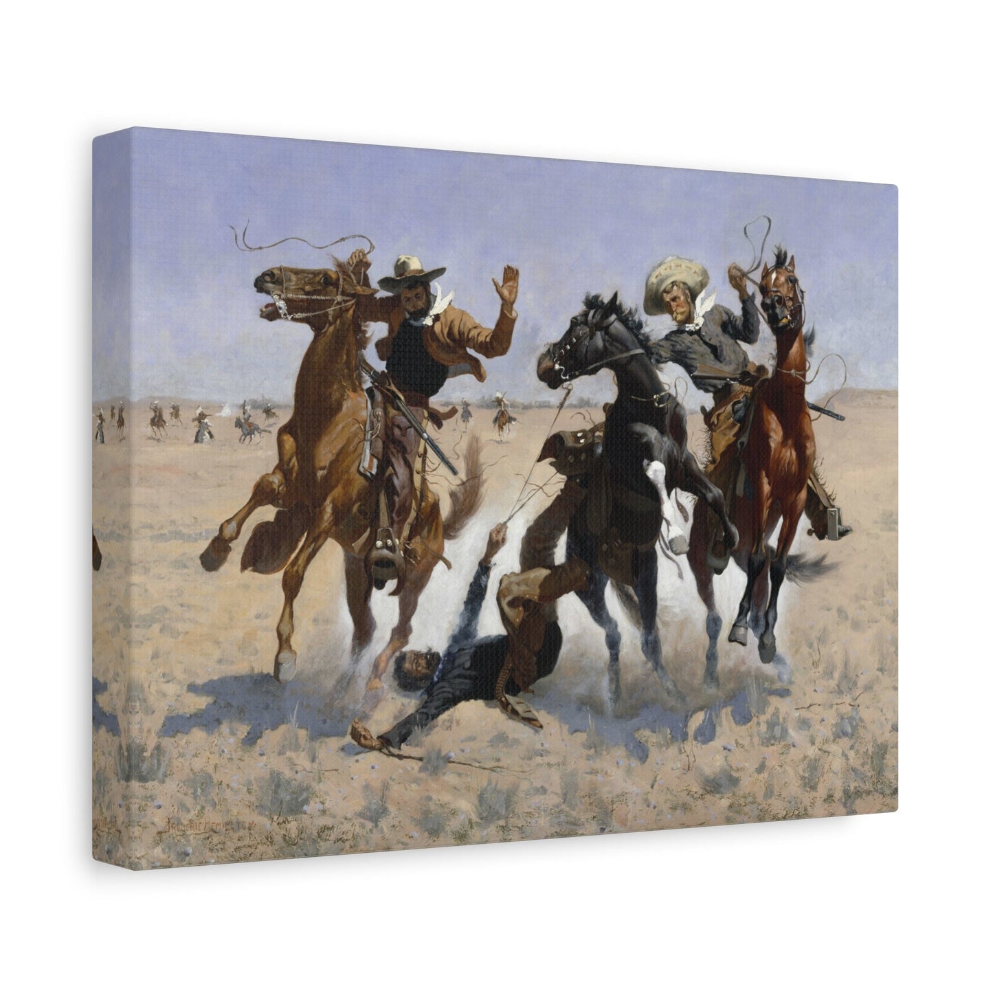 Western Aiding a Comrade Canvas Print - Western Frederic Remington Wall Art Prints