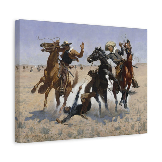 Western Aiding a Comrade Canvas Print - Western Frederic Remington Wall Art Prints