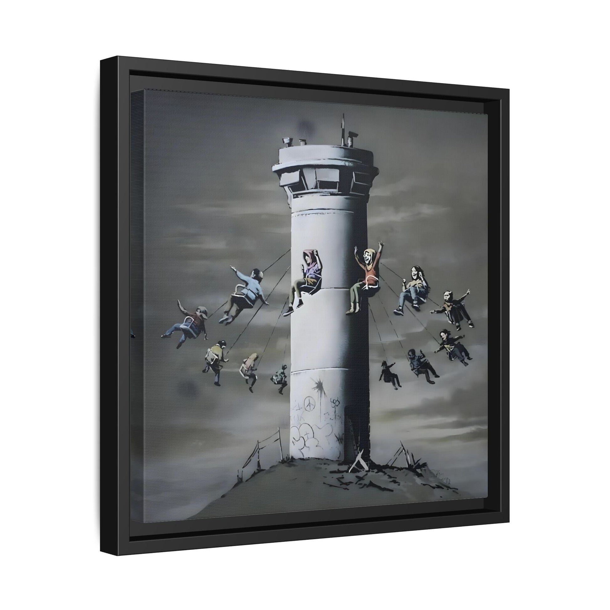 Whimsical Framed Canvas Print - Playful Banksy Wall Art Prints