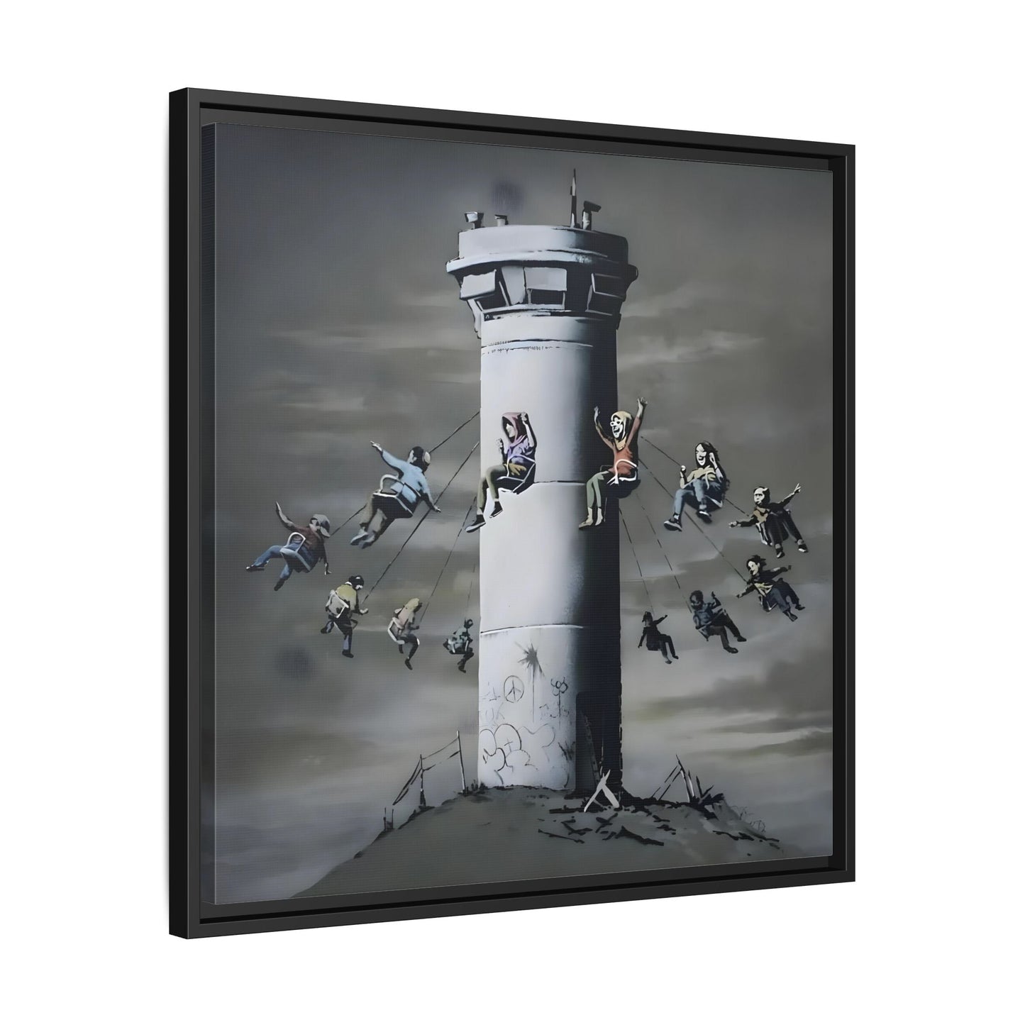 Whimsical Framed Canvas Print - Playful Banksy Wall Art Prints