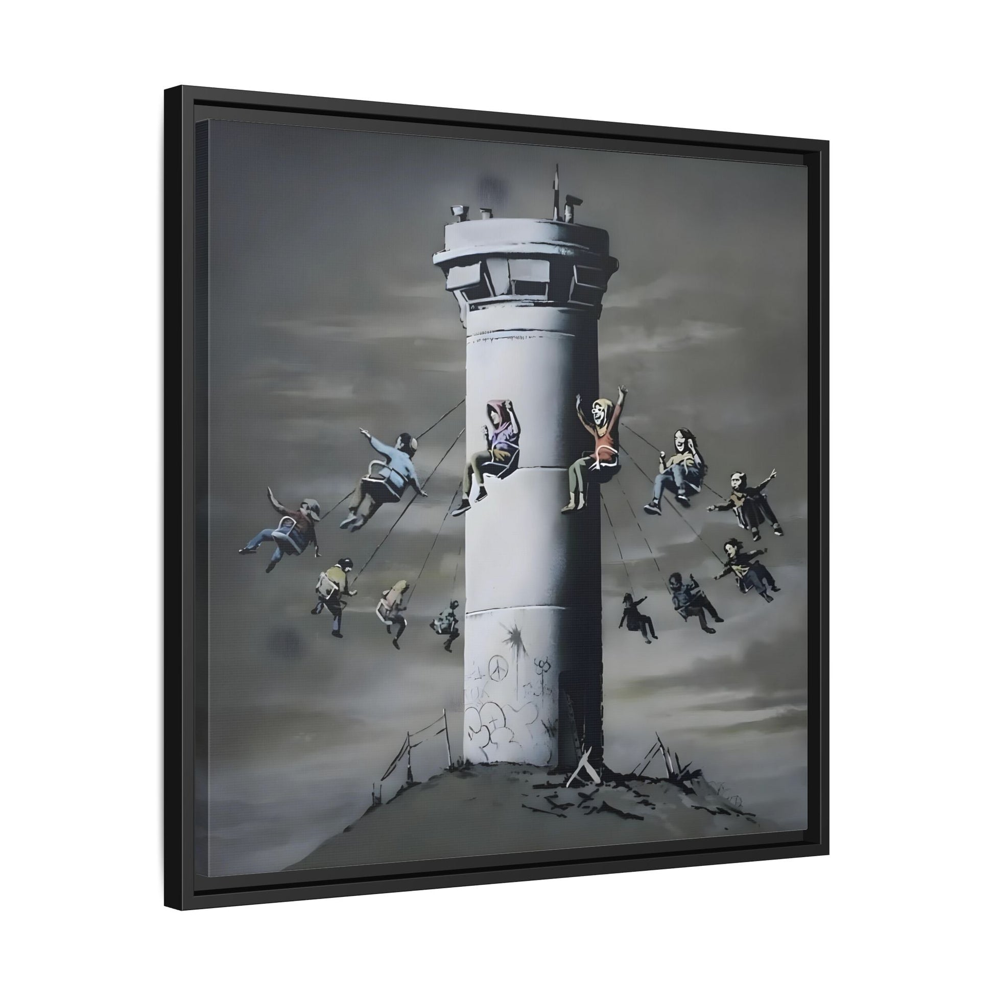 Whimsical Framed Canvas Print - Playful Banksy Wall Art Prints