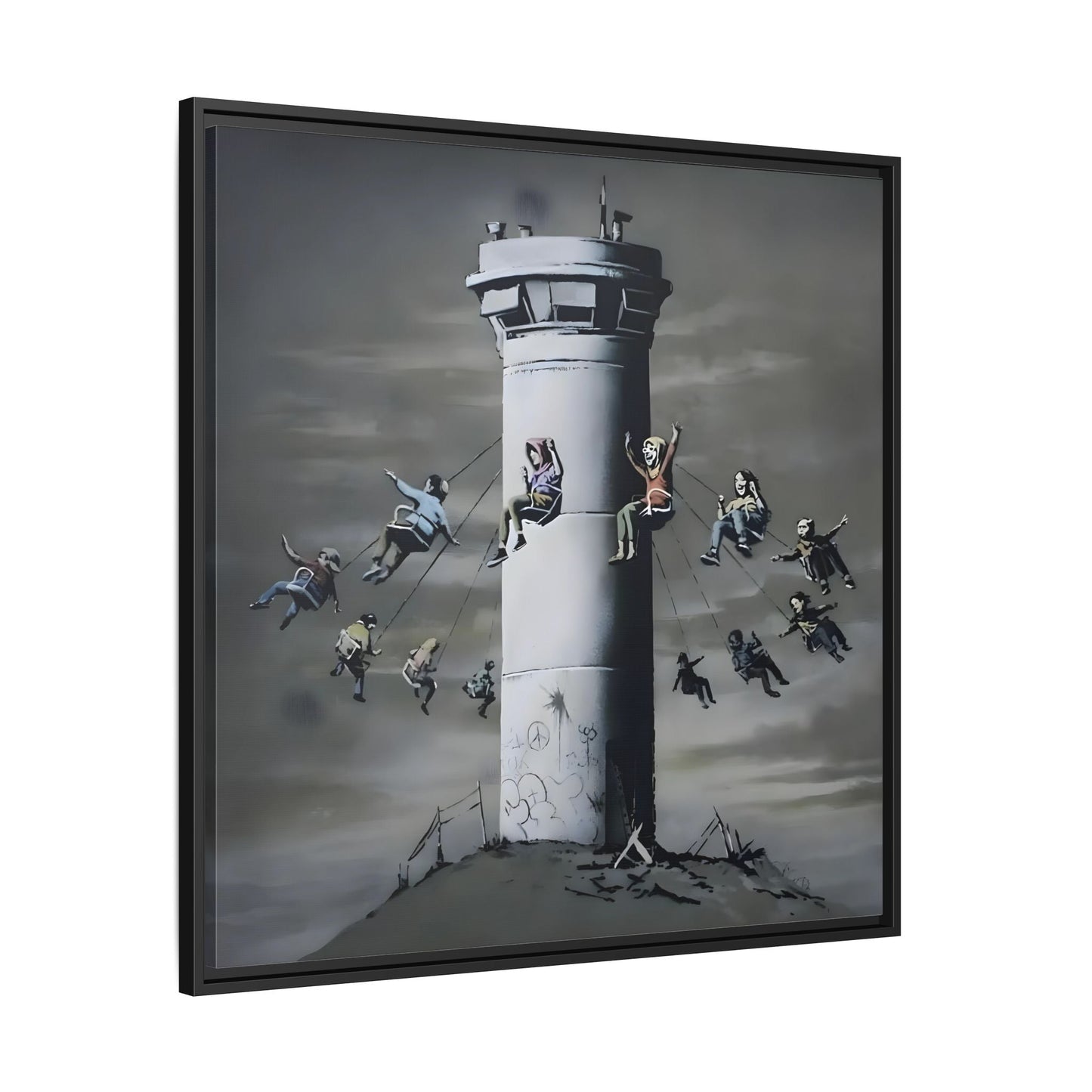 Whimsical Framed Canvas Print - Playful Banksy Wall Art Prints