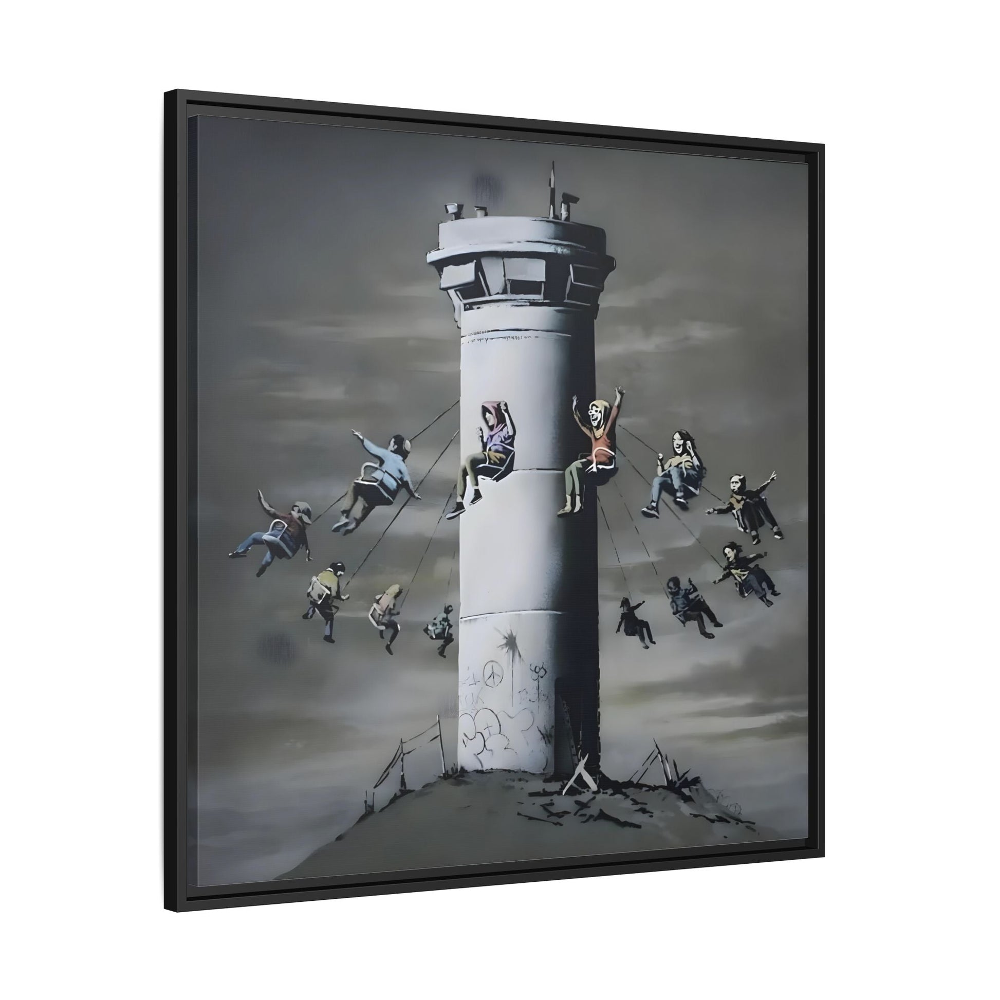 Whimsical Framed Canvas Print - Playful Banksy Wall Art Prints