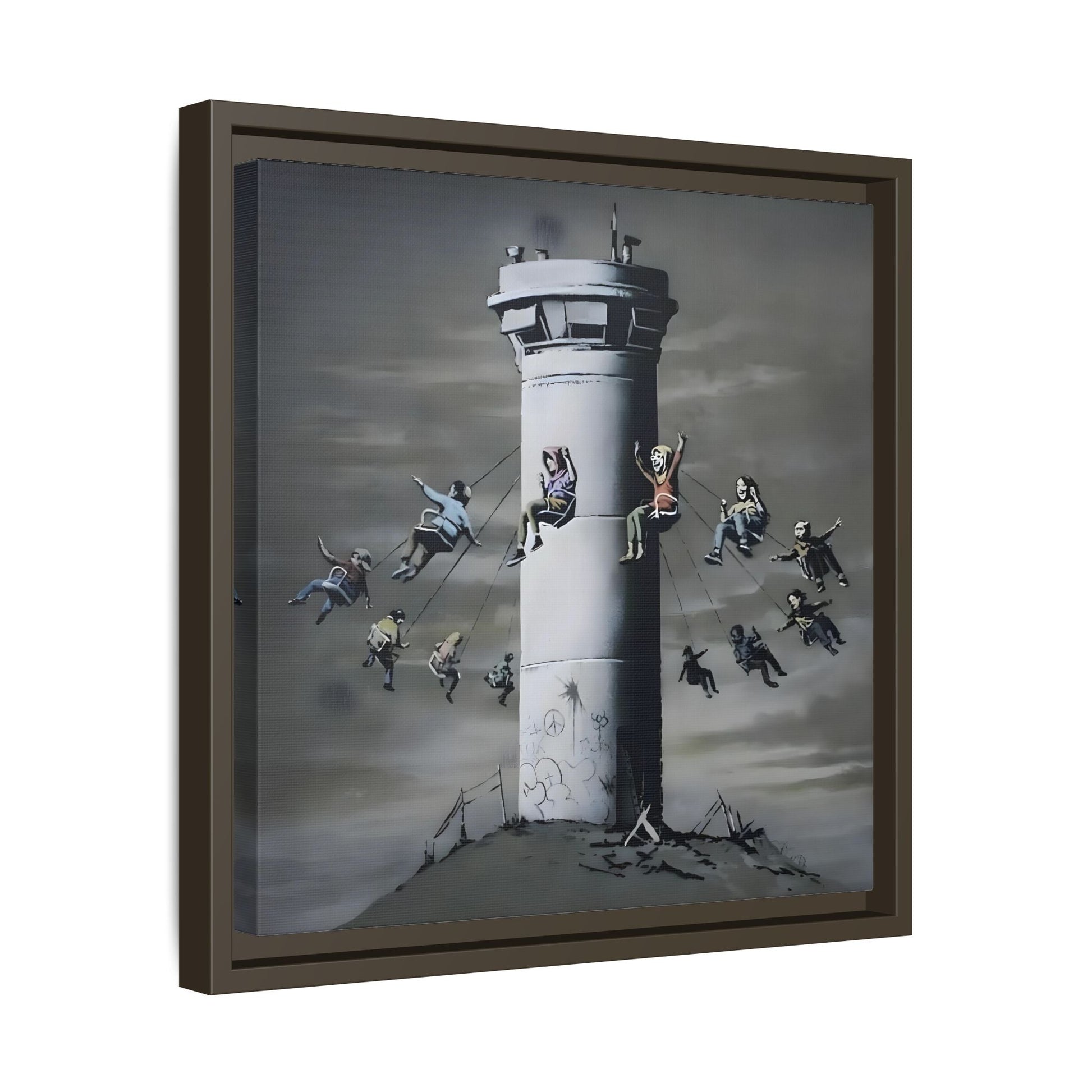 Whimsical Framed Canvas Print - Playful Banksy Wall Art Prints