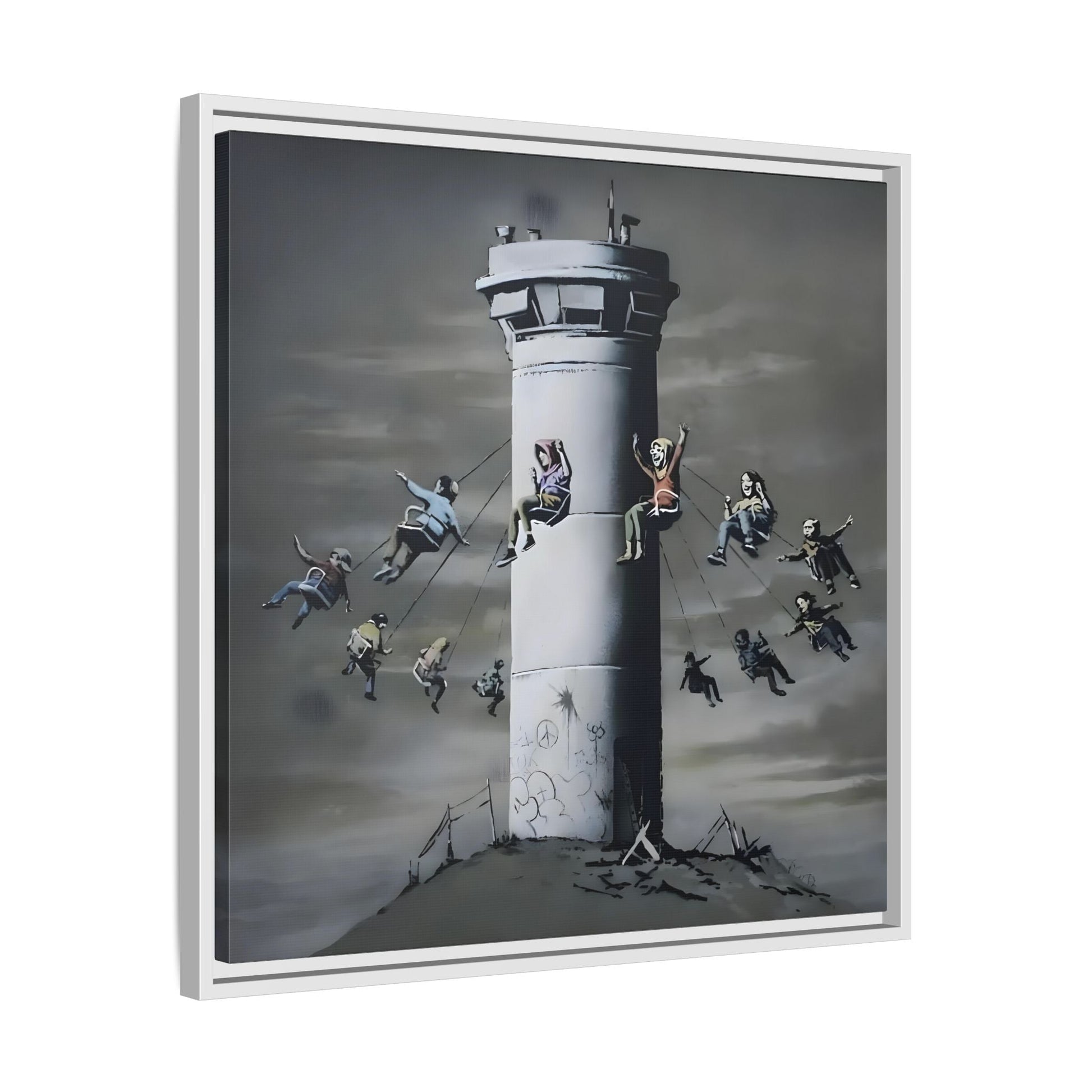 Whimsical Framed Canvas Print - Playful Banksy Wall Art Prints