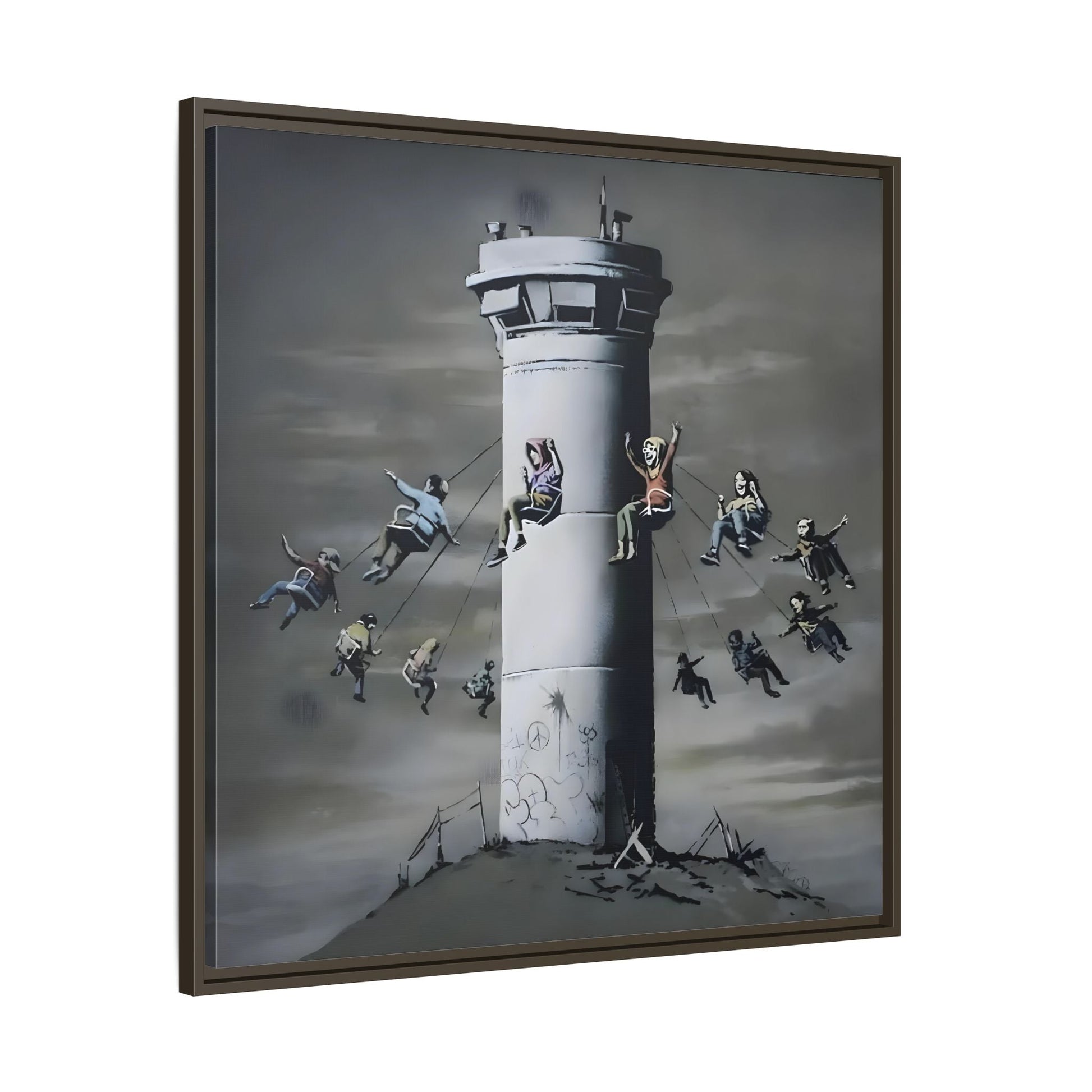 Whimsical Framed Canvas Print - Playful Banksy Wall Art Prints