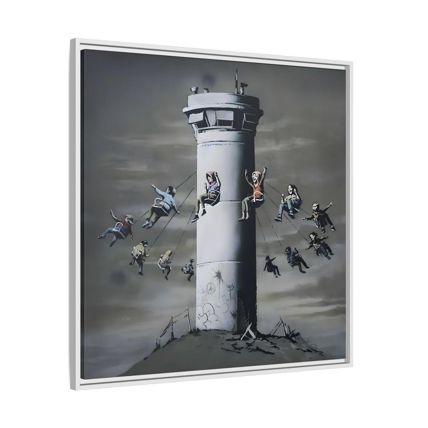 Whimsical Framed Canvas Print - Playful Banksy Wall Art Prints