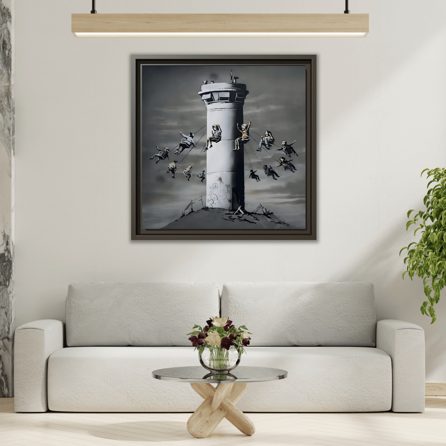Whimsical Framed Canvas Print - Playful Banksy Wall Art Prints