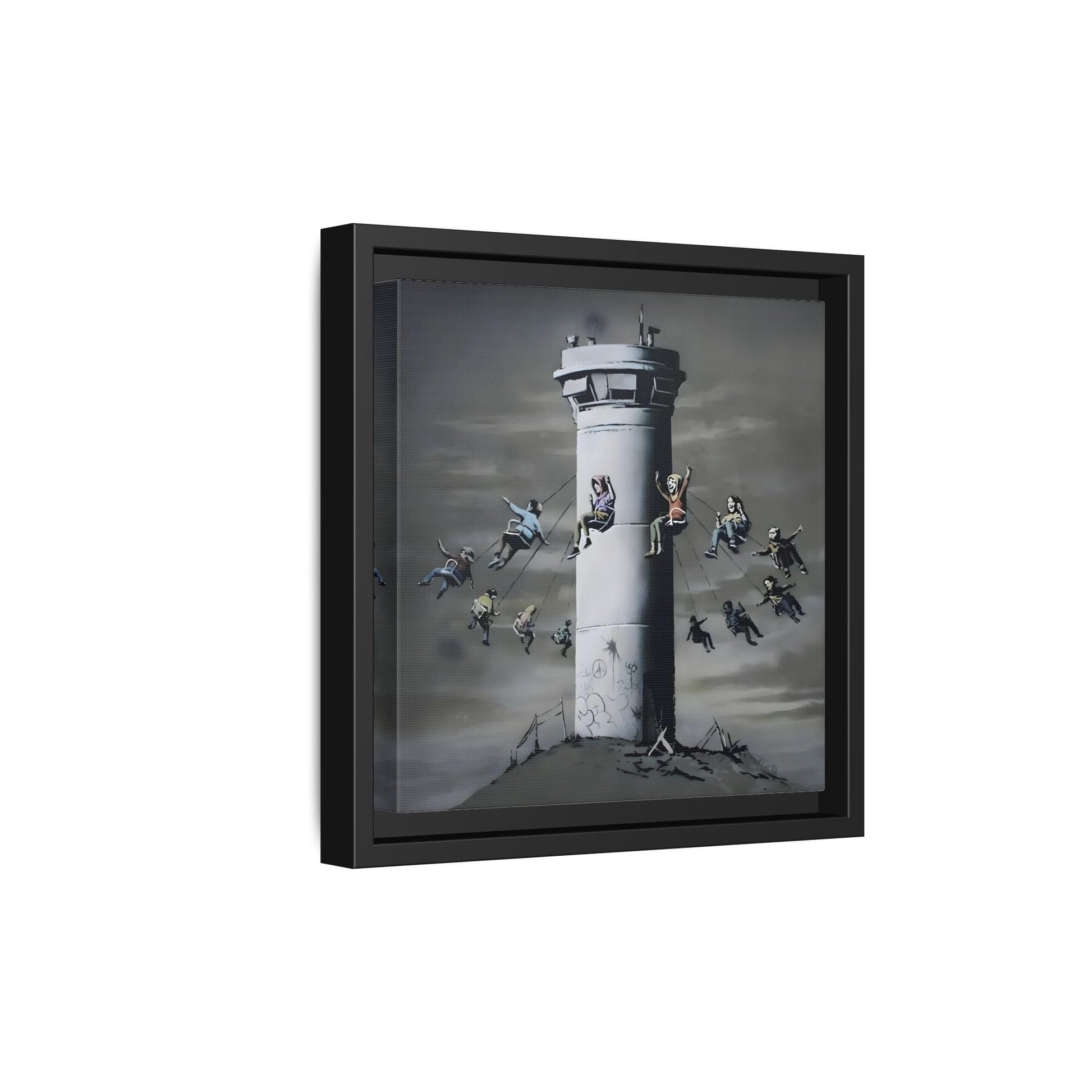 Whimsical Framed Canvas Print - Playful Banksy Wall Art Prints