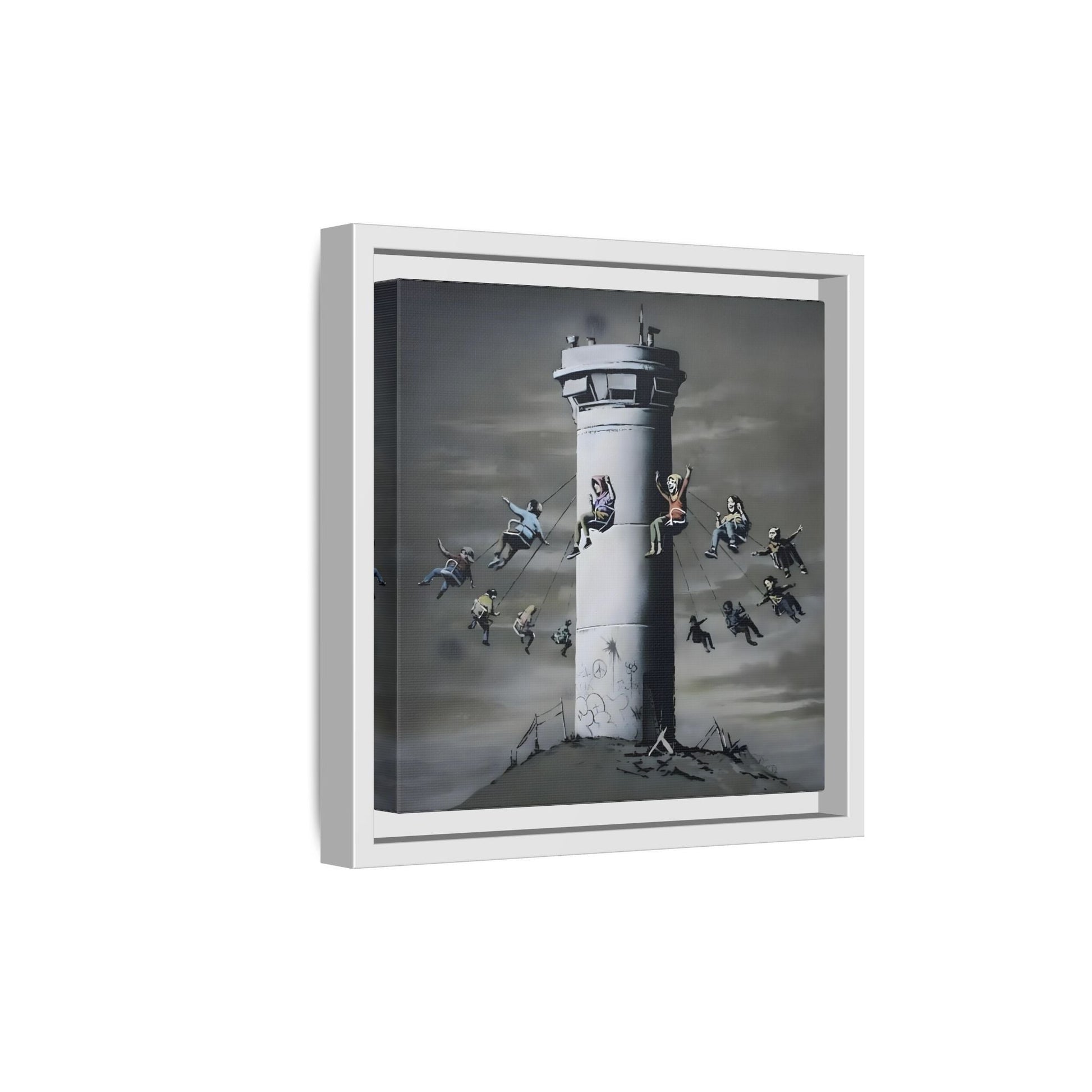 Whimsical Framed Canvas Print - Playful Banksy Wall Art Prints